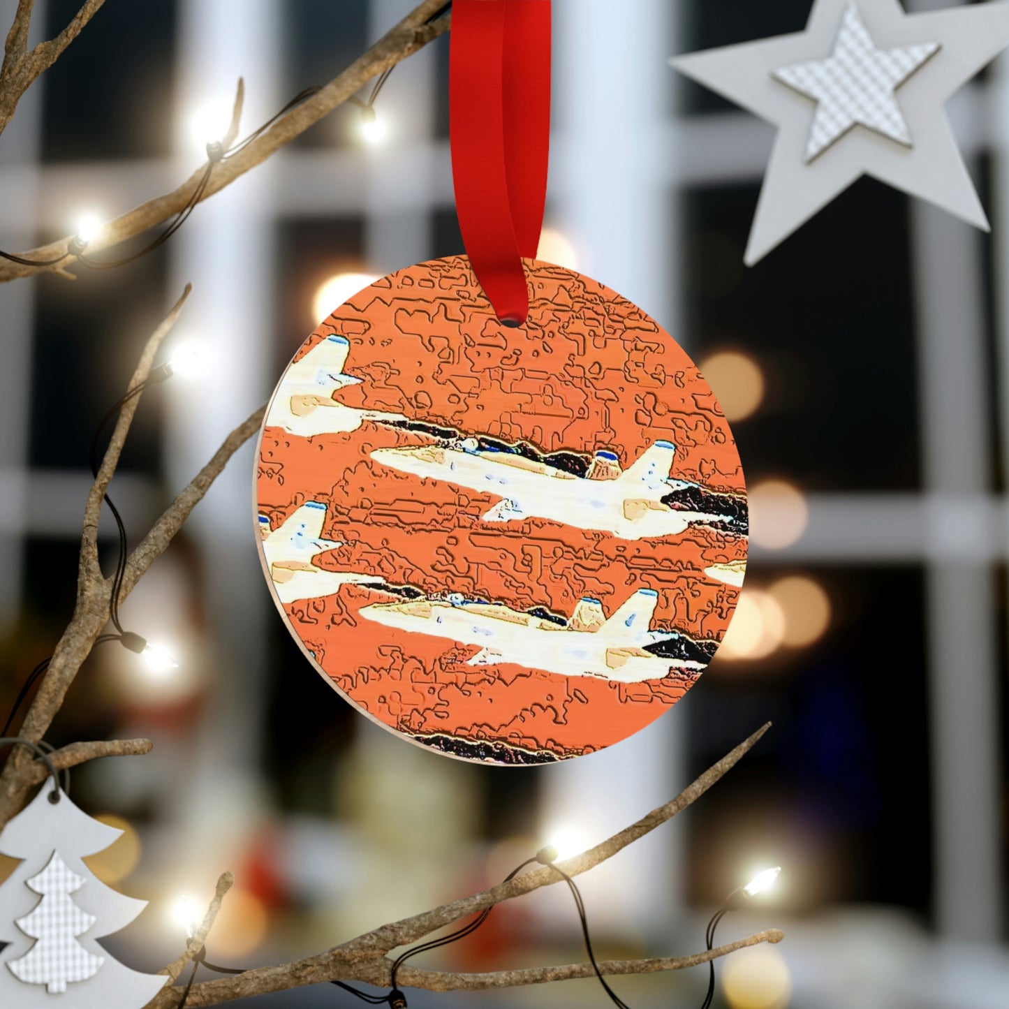 Plywood Ornaments (Round, Berlin) ... Seattle Seafair ..."Blue Angels Run Over Lake Washington" ... Circa Mid 1980's ... Dr FJ Holt ... Original Works ...