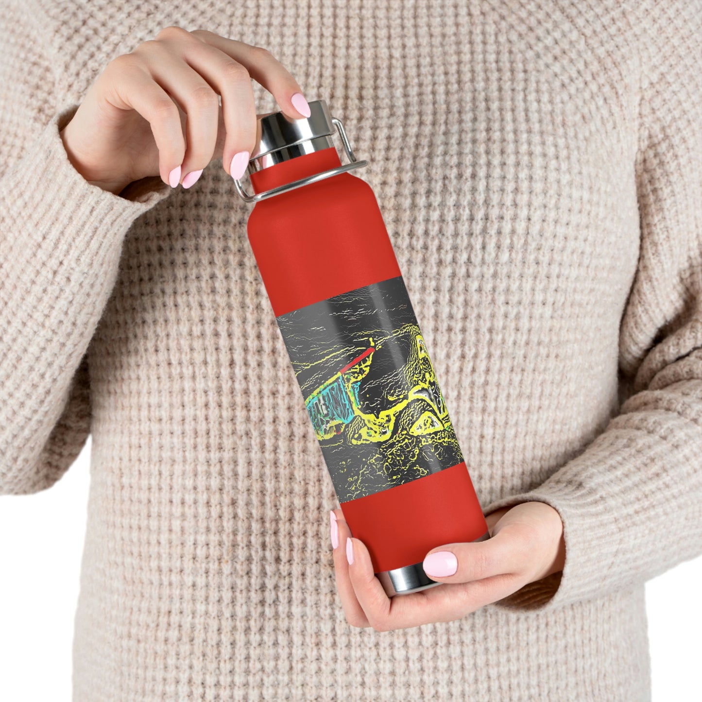Copper Vacuum Insulated Bottle, 22oz ... "Snow Vehicle In Snow Storm At-Rest" ... Circa 12Mar23 ... Central Idaho ... 18-Hours Rendering Time: Original Works ...