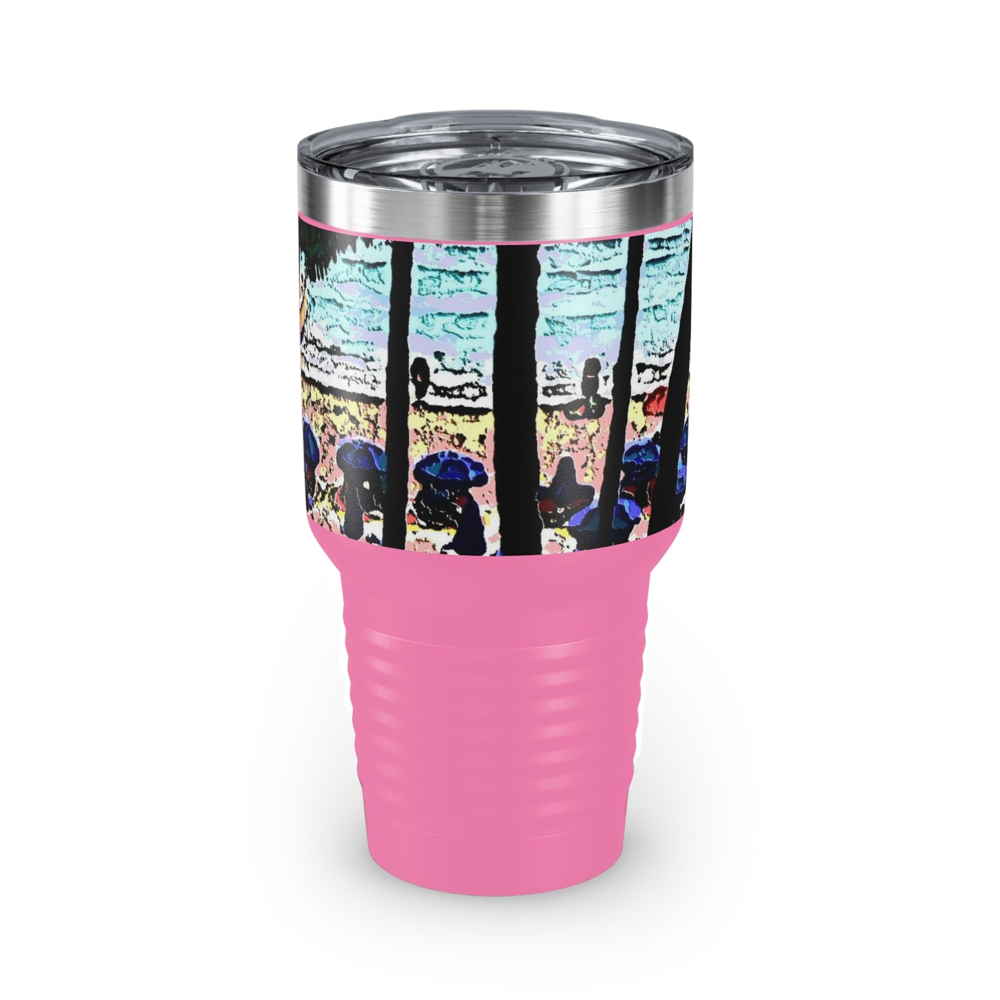 Ringneck Tumbler, 30oz ... "A Beautiful Beach Amongst The Palms" ... The Outrigger Waikiki, Honolulu, Oahu ... Original Works ...