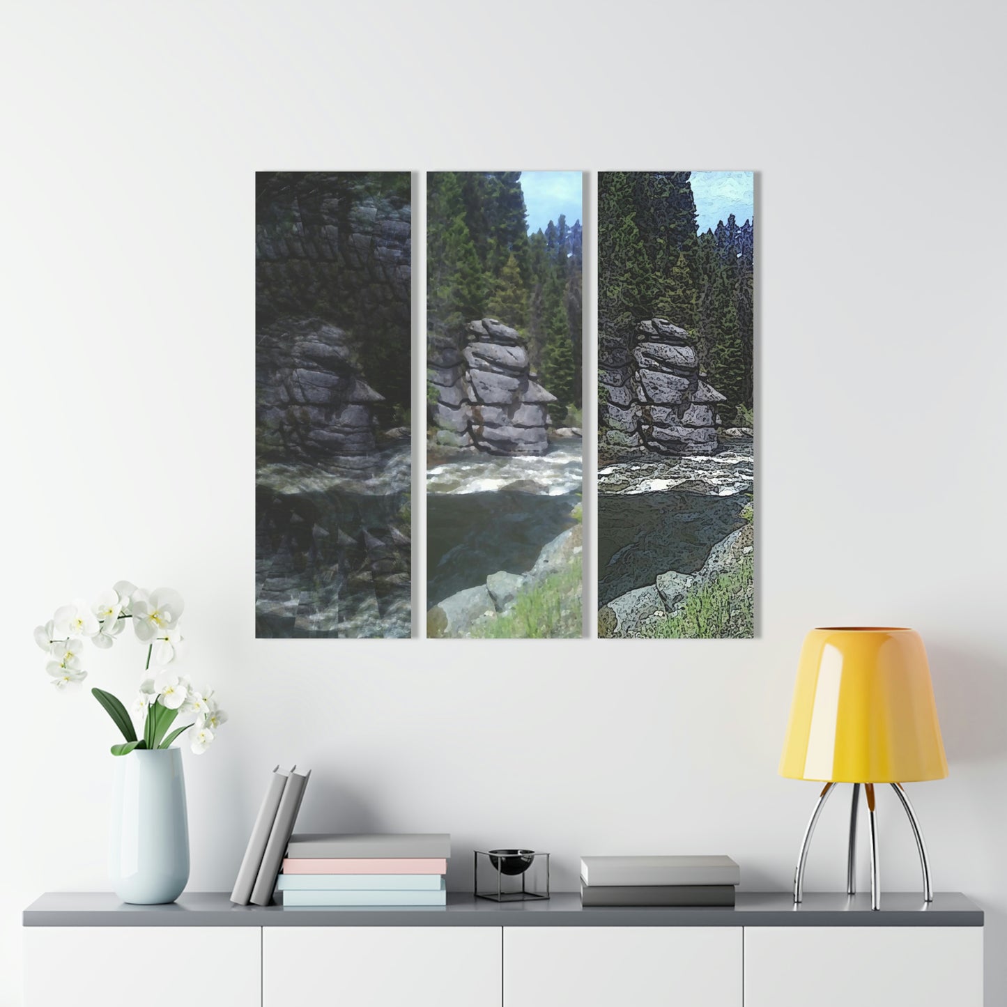 Acrylic Prints (Triptych) ... "I Am Innocent" ... Tricky-Dick Immortalized ... Nixon Rock: Along The River ... Central Idaho, Summer 2020 ... Original Works ...