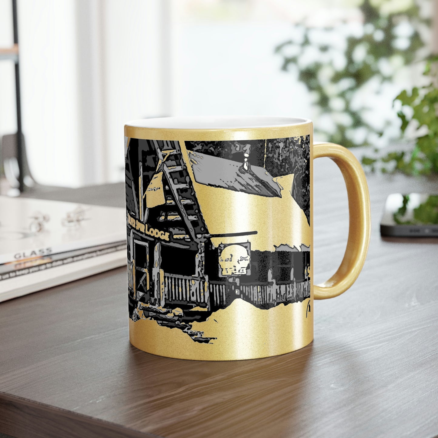 Metallic Mug (Silver\Gold) ... A Beautiful Lodge & Back-Country Outfitter In A Mountain Town ... 'Dixie, Idaho, November 2022' ... Original Works ...