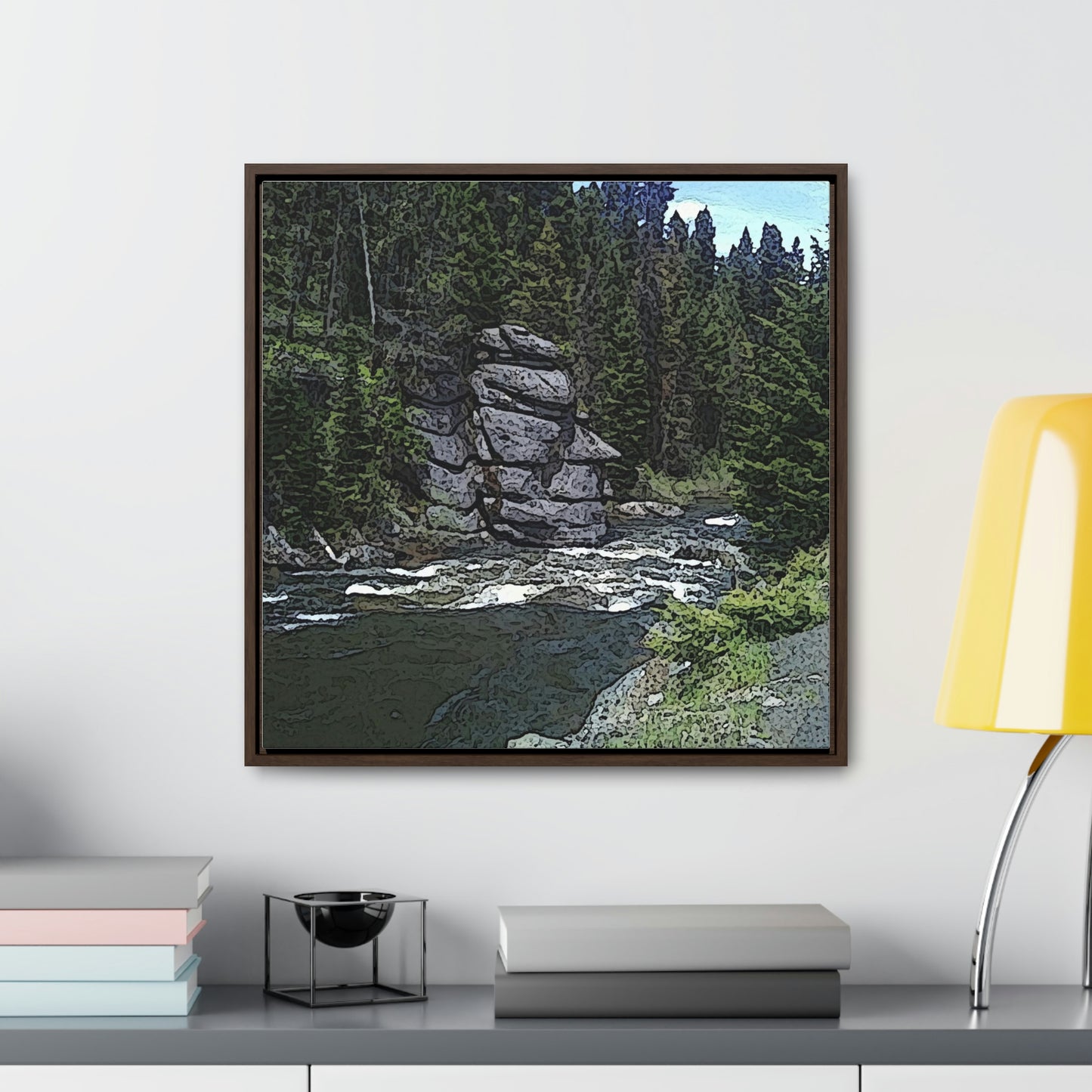 Gallery Canvas Wraps, Square Frame ...  "I Am Innocent" ... Tricky-Dick Immortalized ... Nixon Rock: Along The River ... Central Idaho, Summer 2020 ... Original Works ...