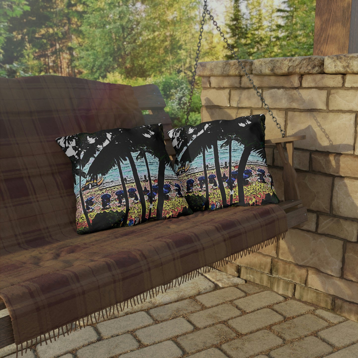 Outdoor Pillows ... "A Beautiful Beach Amongst The Palms" ... The Outrigger Waikiki, Honolulu, Oahu ... Original Works ...