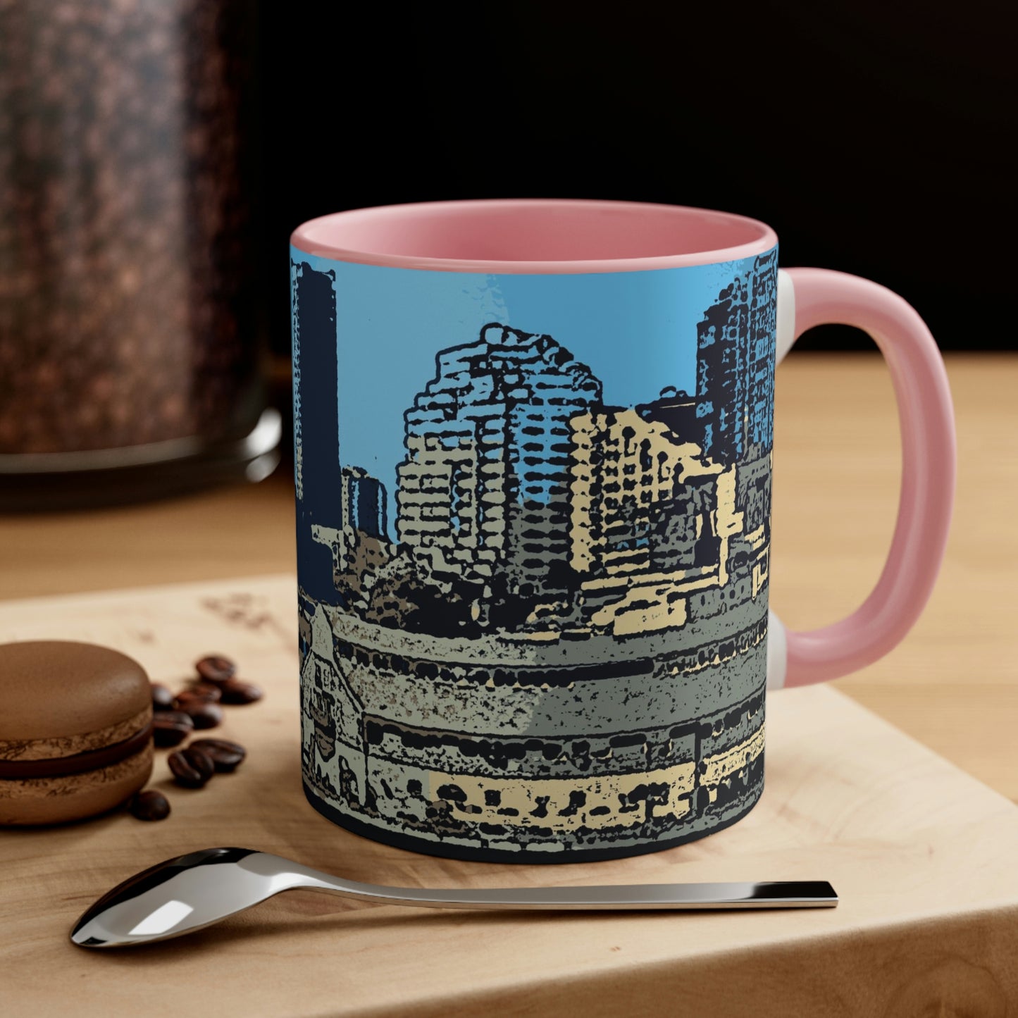 Accent Coffee Mug, 11oz ... That Classic Wheel ... 'Seattle's Wheel' ... & An Old Classic Waterside Vendors ...  'Family Archives' ... Original Works ...