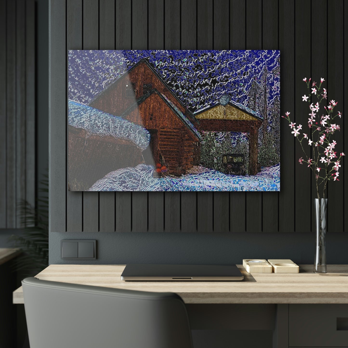 Acrylic Prints ... Van Gogh-Ian 'Inspired' Mountain Winter Paradise ... November 2022 ... Rhett Creek, Idaho ... Original Works ...