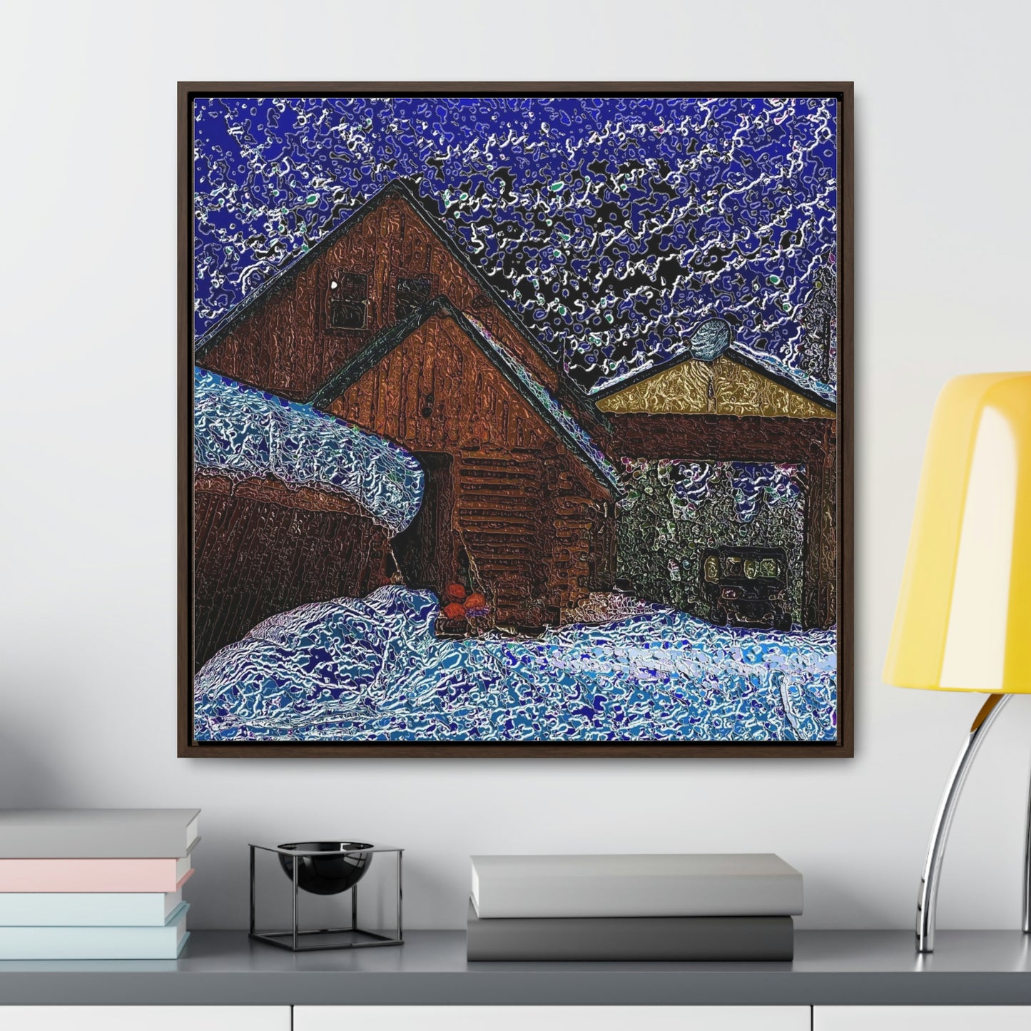 Gallery Canvas Wraps, Square Frame ... A Litle Bit Of Color ...  A Little Bit Of Van Gogh ... A Little Bit Of Vertigo ... "And Away You Go With The Snow .." Original Works: Rendering Time: 16 Hours ...