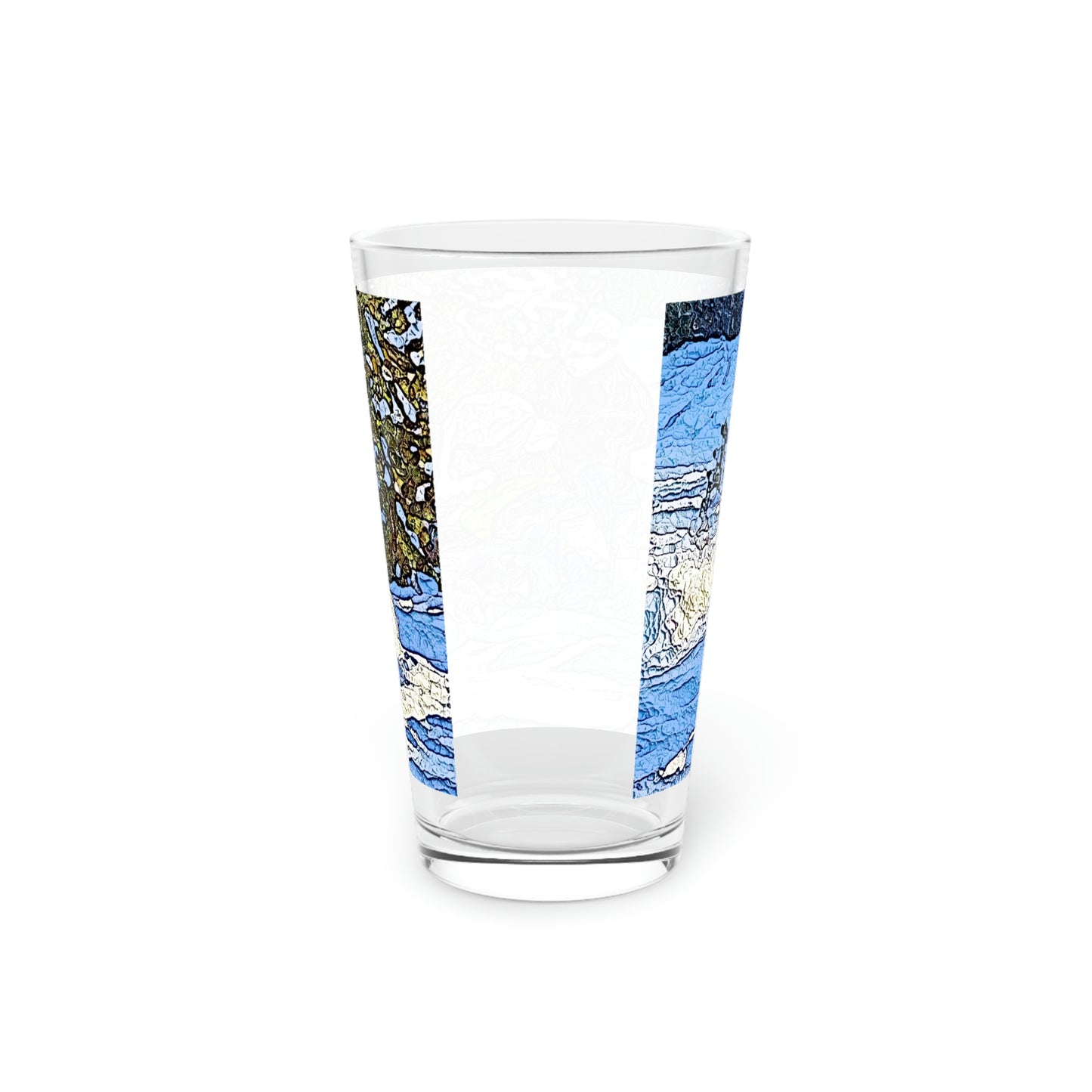 Pint Glass, 16oz ... Blasting Through-The-Powder ... 'Central Idaho Mounains ... ' 2Dec22 ...