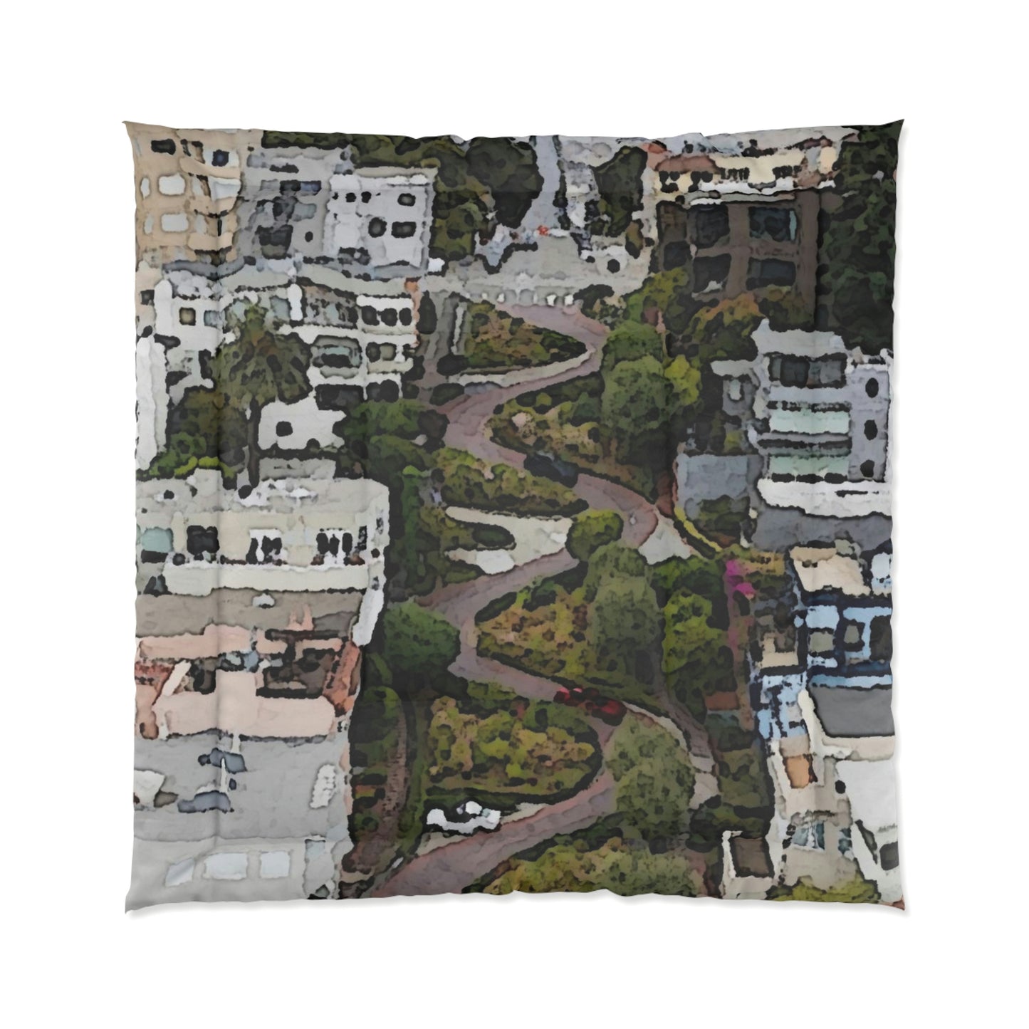 Comforter ... A Crazy Street ... 'Eight Winding Curve-Switchbacks' ... "Lombard Street, San Francisco, CA' ... Family Archives: 1970's ... Original Works ...