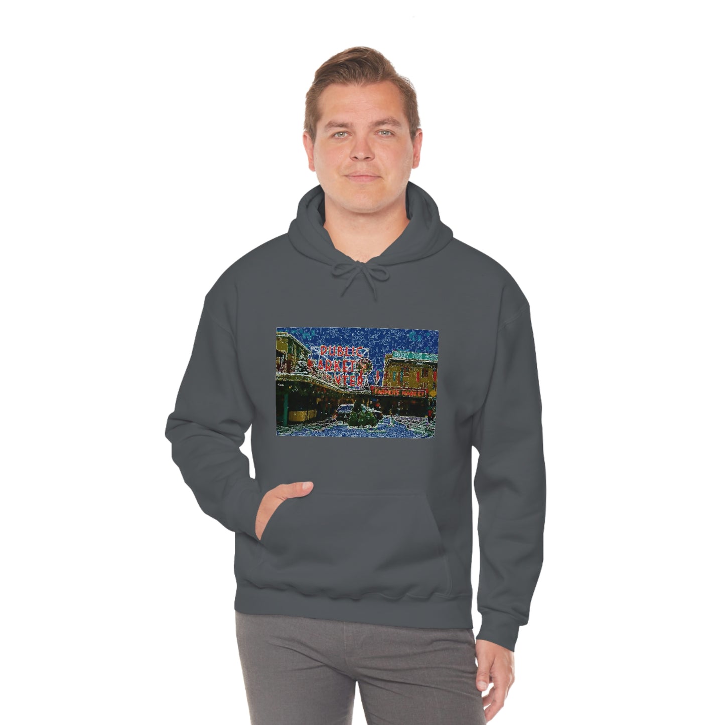 Unisex Heavy Blend™ Hooded Sweatshirt ... Pike Place Market: 'The Public Market', Seattle, Washington. Circa Fall 2013 ...