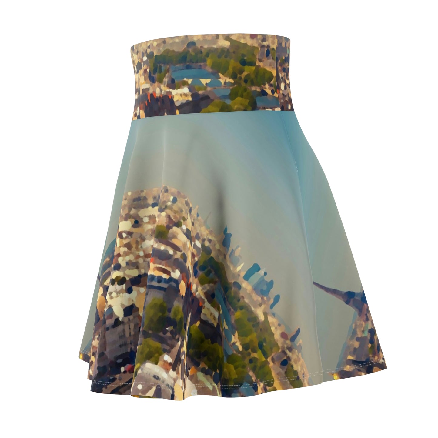 Women's Skater Skirt ... Au Paris ... "Along The River Seine" ... Barbara Joan Bonnell-Holt: 1972 ... Original Works ...