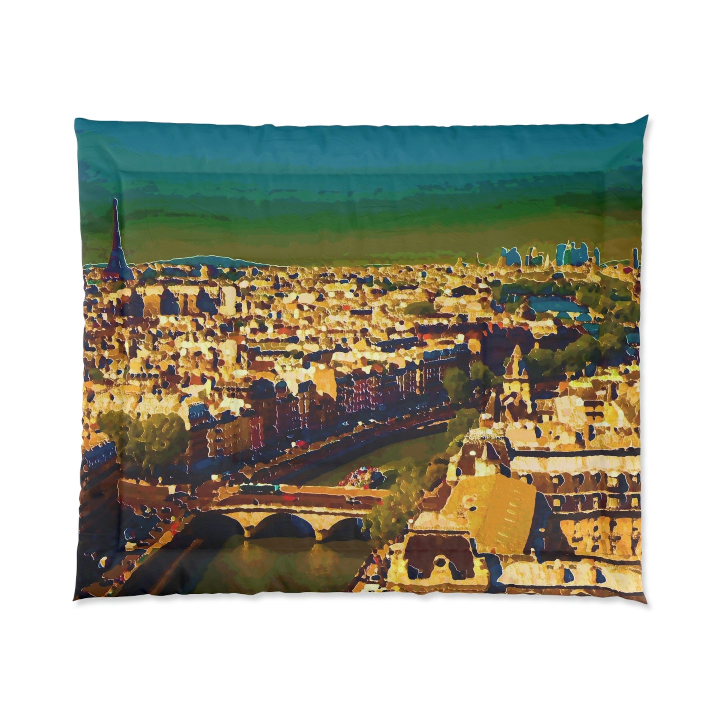Comforter ...  Au Paris ... "Along The River Seine" ... Barbara Joan Bonnel-Holt: 1972 ... Original Works ...