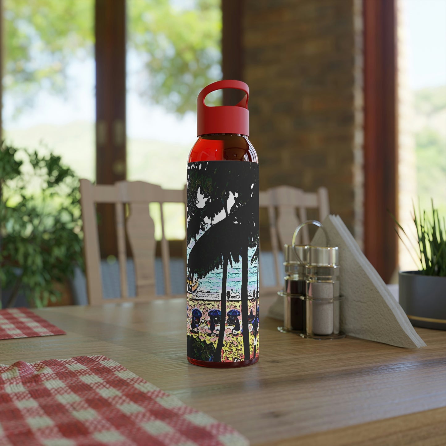 Sky Water Bottle ... "A Beautiful Beach Amongst The Palms" ... The Outrigger Waikiki, Honolulu, Oahu ... Original Works ...