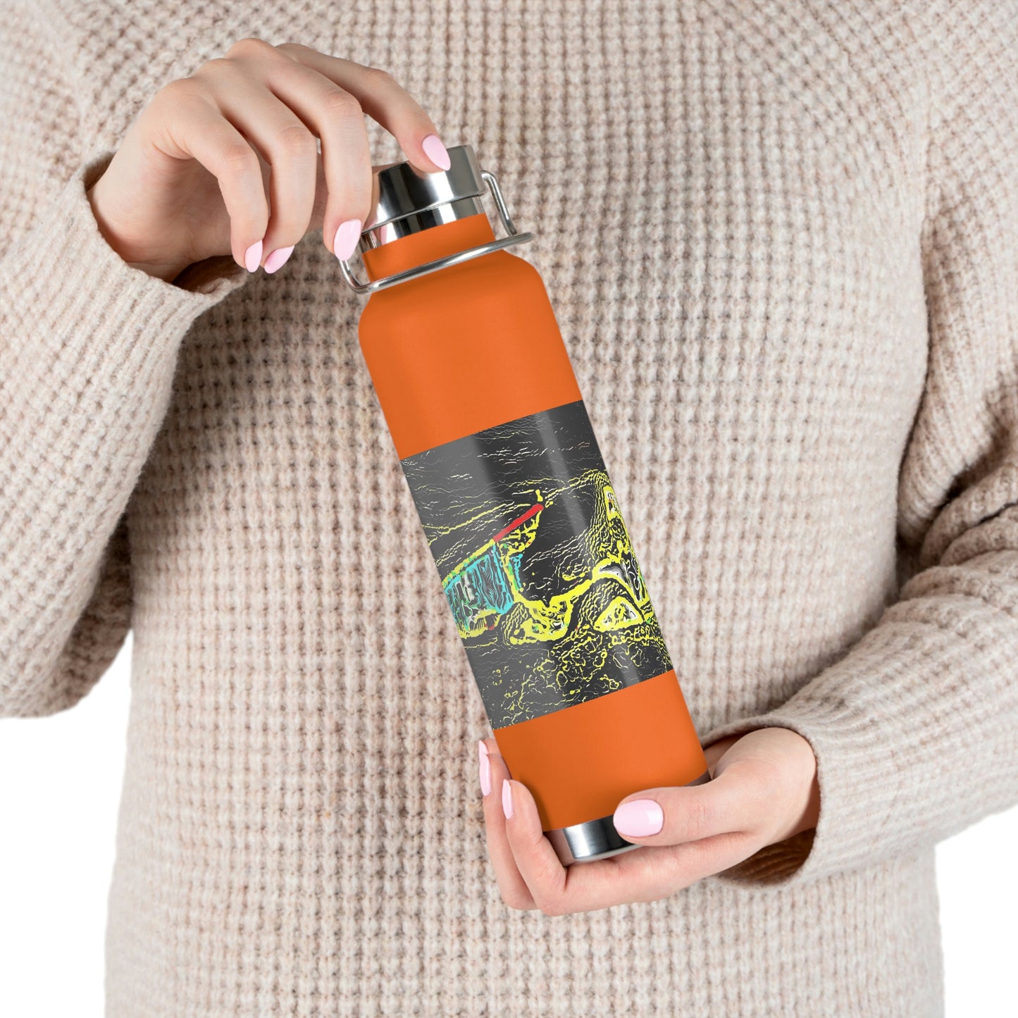 Copper Vacuum Insulated Bottle, 22oz ... "Snow Vehicle In Snow Storm At-Rest" ... Circa 12Mar23 ... Central Idaho ... 18-Hours Rendering Time: Original Works ...