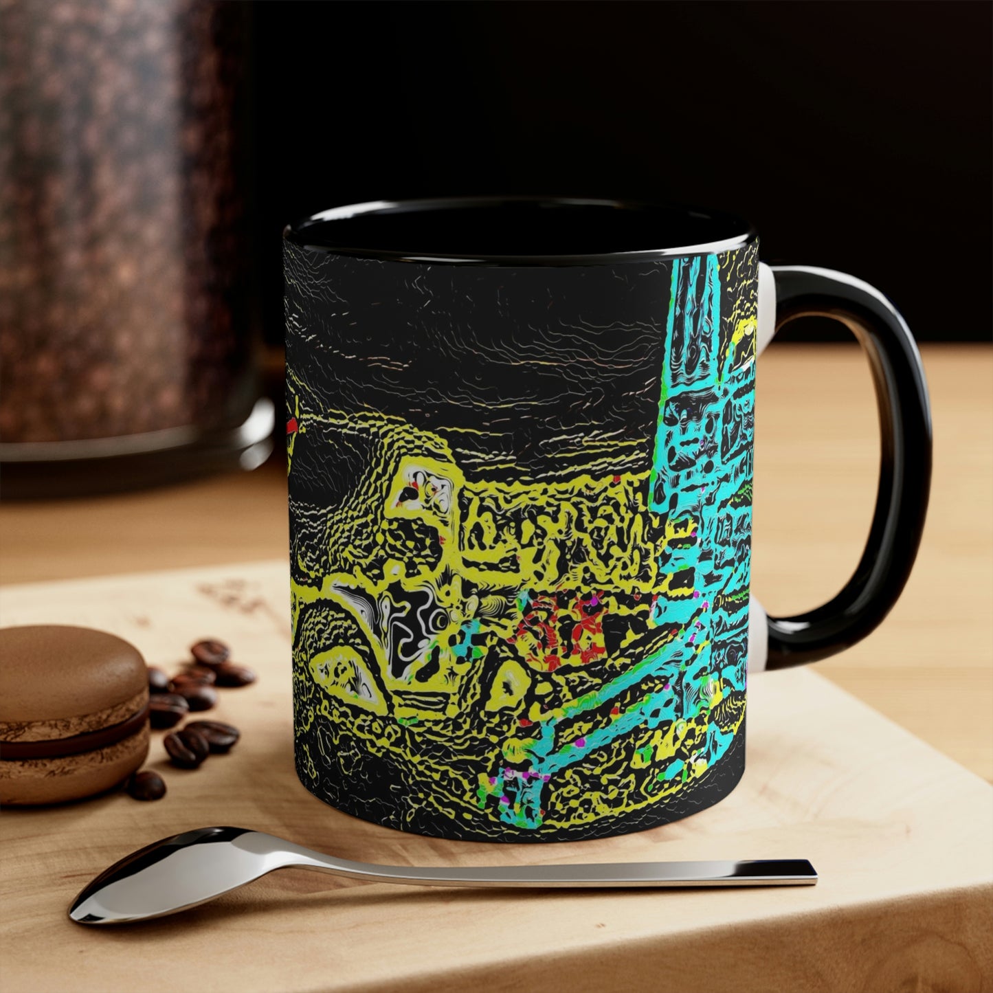 Accent Coffee Mug, 11oz ... "Snow Vehicle In Snow Storm At-Rest" ... Circa 12Mar23 ... Central Idaho ... 18-Hours Rendering Time: Original Works ...