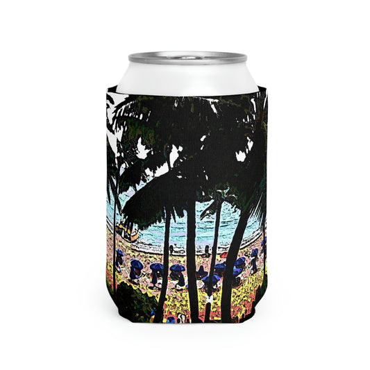 Can Cooler Sleeve ... "A Beautiful Beach Amongst The Palms" ... The Outrigger Waikiki, Honolulu, Oahu ... Original Works ...