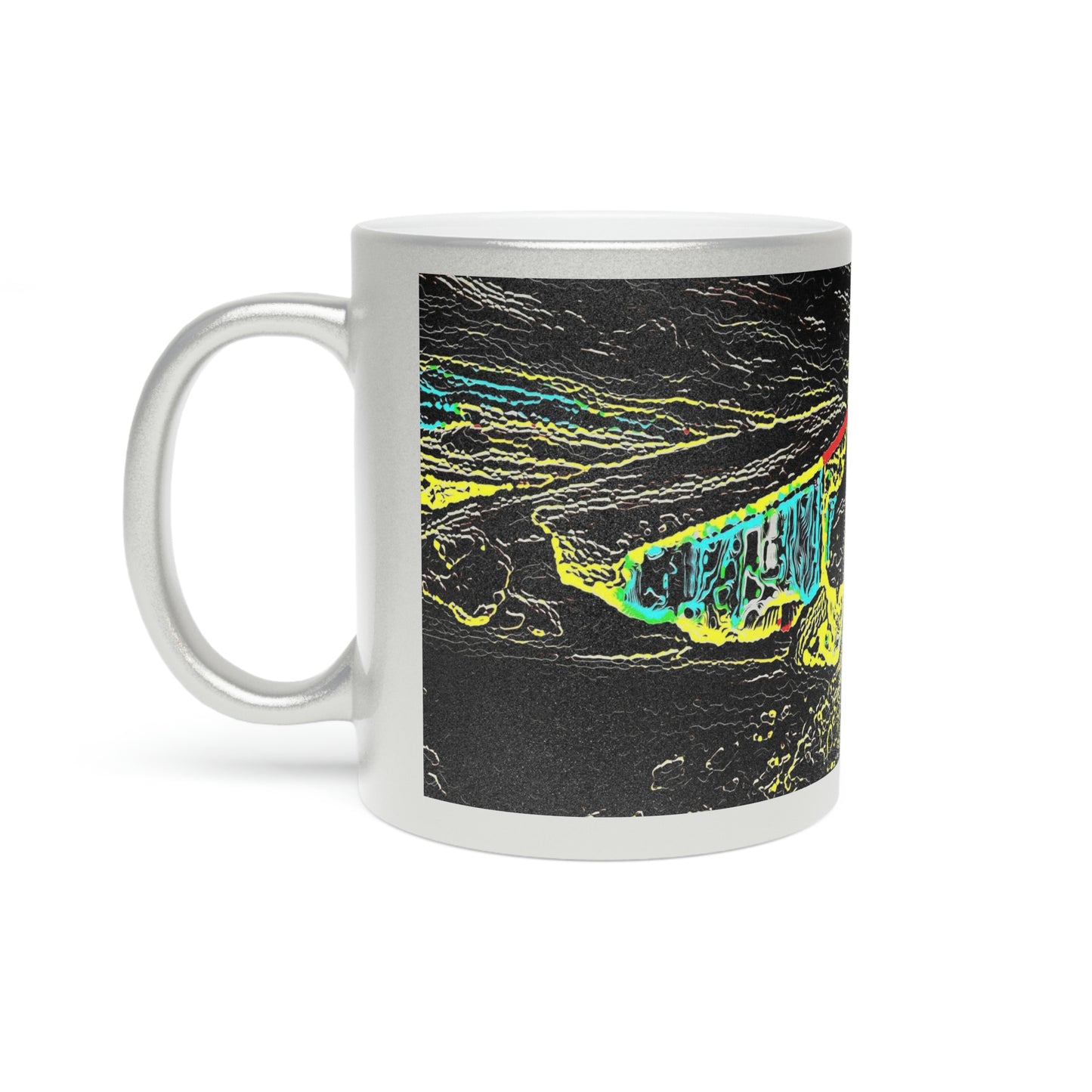 Metallic Mug (Silver\Gold) ... "Snow Vehicle In Snow Storm At-Rest" ... Circa 12Mar23 ... Central Idaho ... 18-Hours Rendering Time: Original Works ...