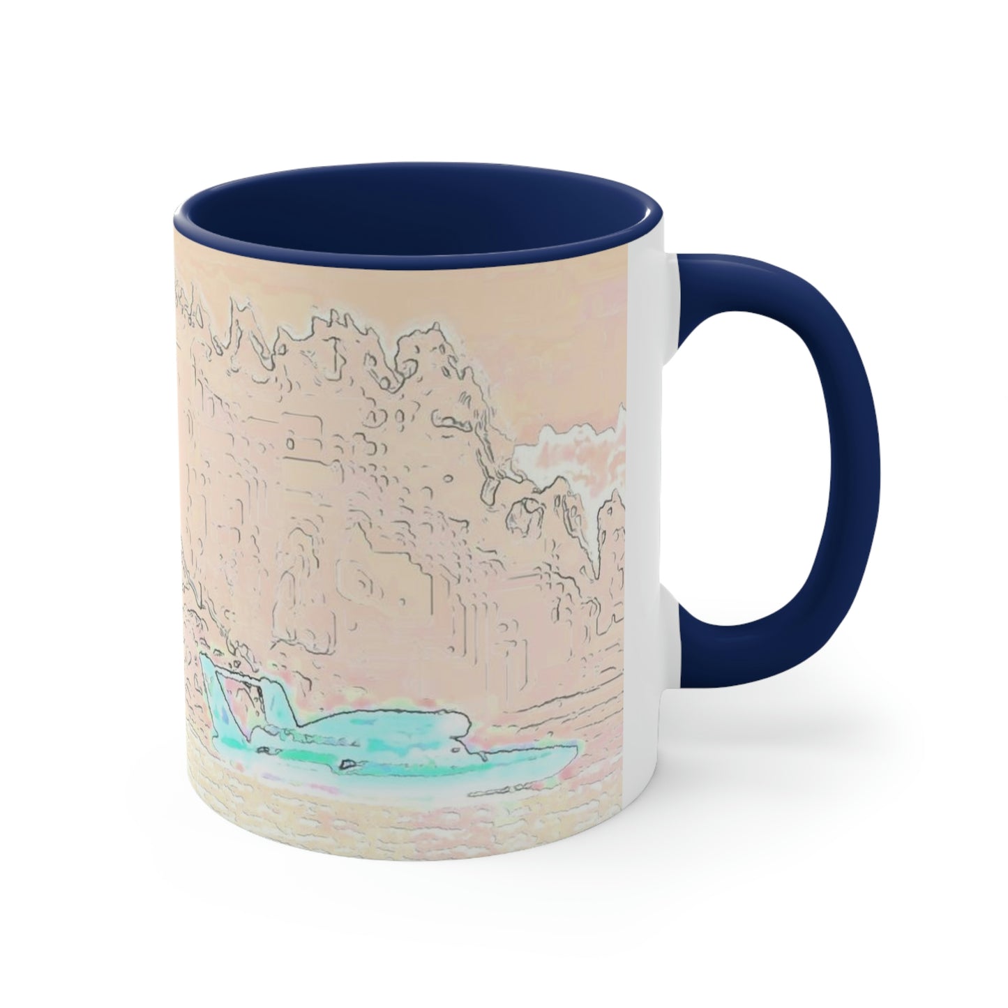Accent Coffee Mug, 11oz ... Seattle Columbia Cup On Lake Washington ... "Dave Wilcox Heads For The Win" ... Associate Gift-Photo ... Original Works ...