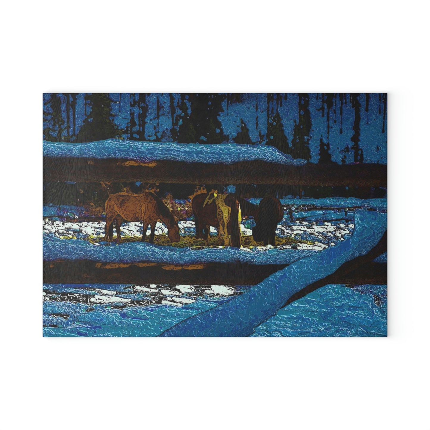 Glass Cutting Board ...  A Horse ... A Saddle ...  Foraging Through The Snow ...  An_Asses 'Cry' ... Central Idaho, November 2022 ...  Original Works ..
