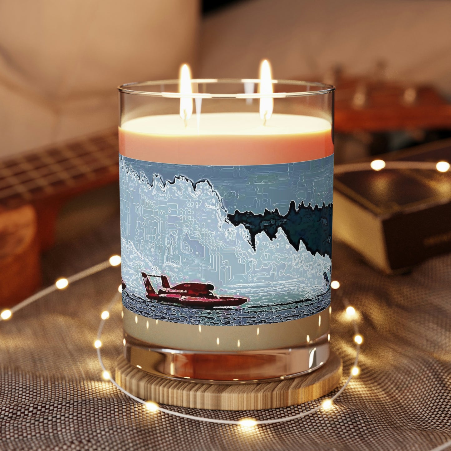 Scented Candle - Full Glass, 11oz ... Seattle Columbia Cup On Lake Washington ... "Dave Wilcox Heads For The Win" ... Associate Gift-Photo ... Original Works ...