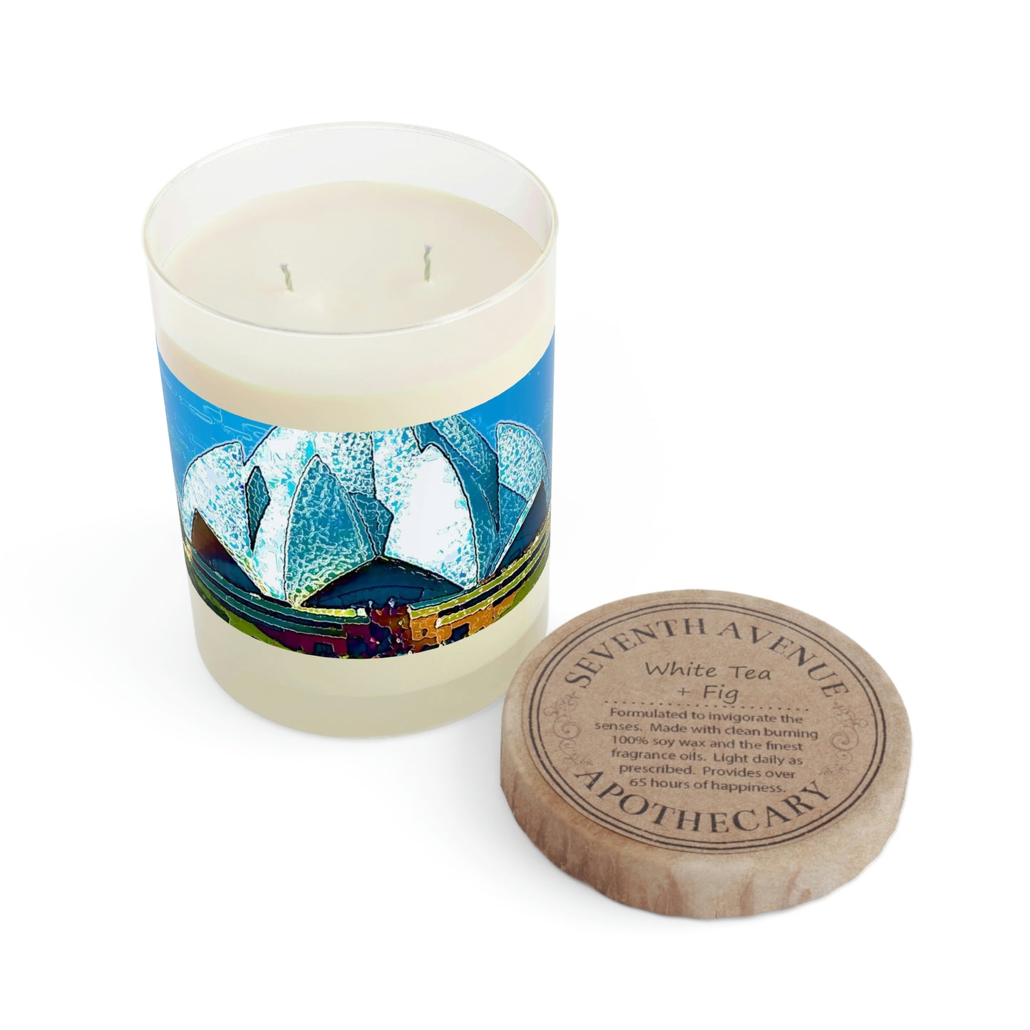 Scented Candle - Full Glass, 11oz ... 'Bahai'i House-Of-Worship' ... "Lotus Temple: Delhi, India, 2008" ... Original Works ...