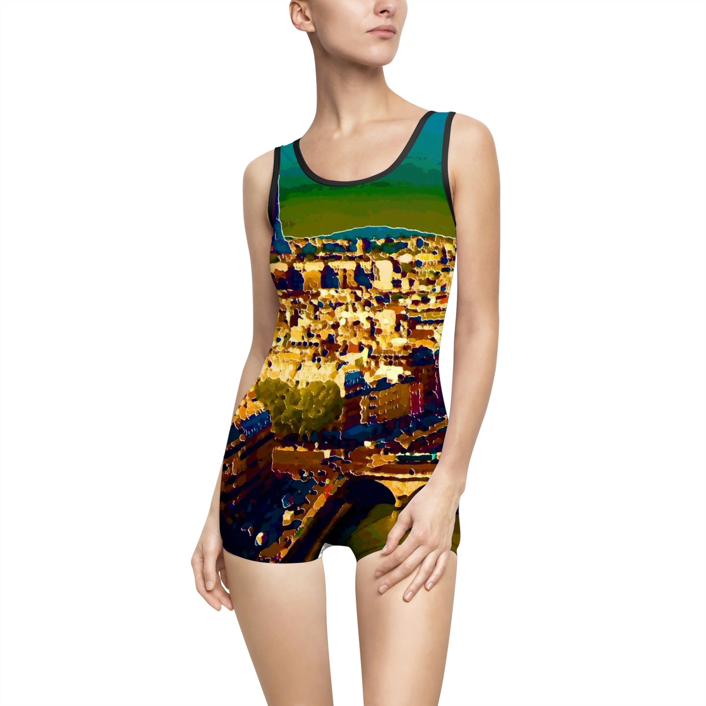 Women's Vintage Swimsuit ... Au Paris ... "Along The River Seine" ... Barbara Joan Bonnel-Holt: 1972 ... Original Works ...