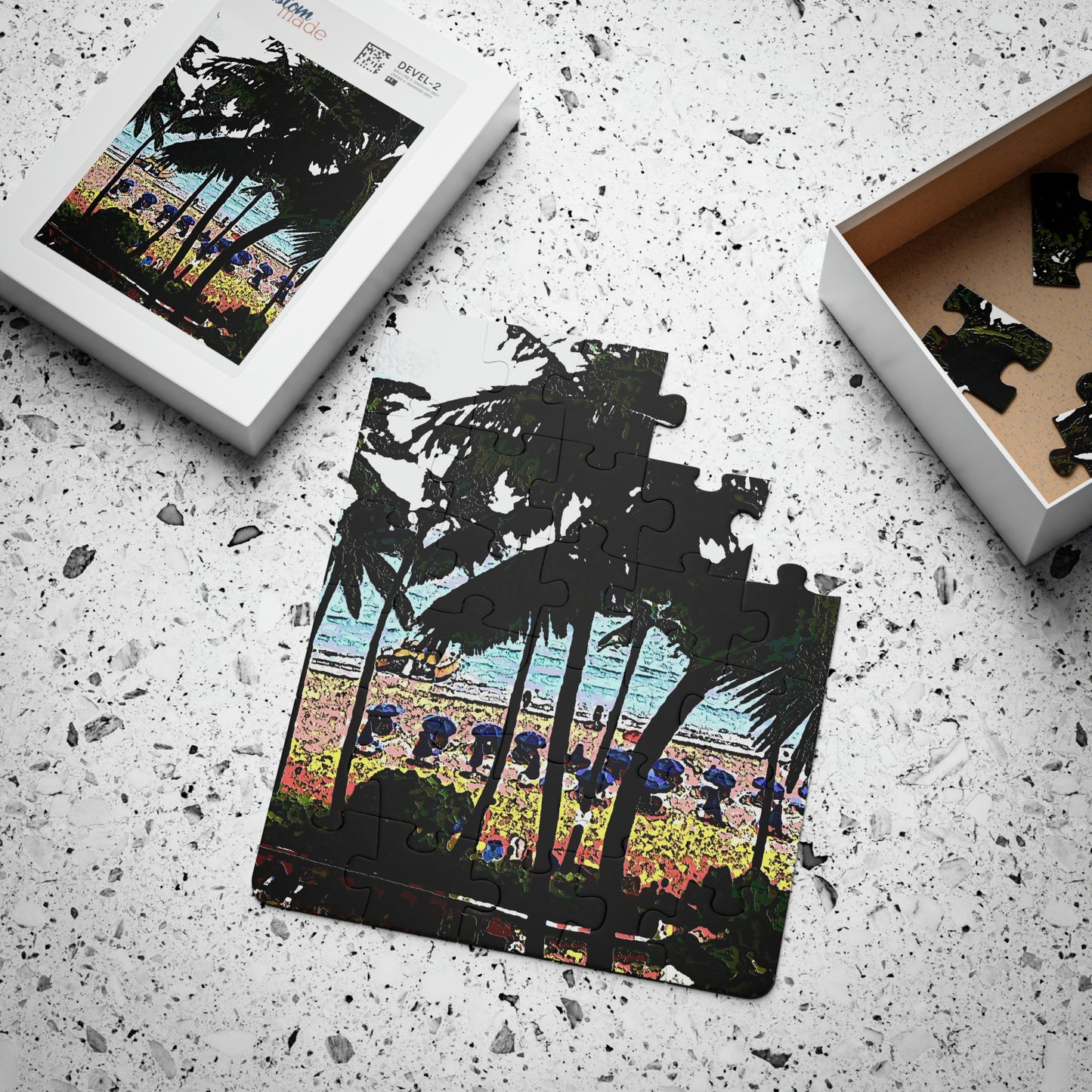 Kids' Puzzle, 30-Piece ...  "A Beautiful Beach Amongst The Palms" ... The Outrigger Waikiki, Honolulu, Oahu ... Original Works ...