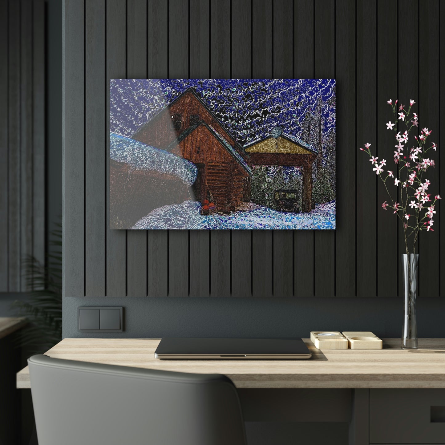 Acrylic Prints ... Van Gogh-Ian 'Inspired' Mountain Winter Paradise ... November 2022 ... Rhett Creek, Idaho ... Original Works ...