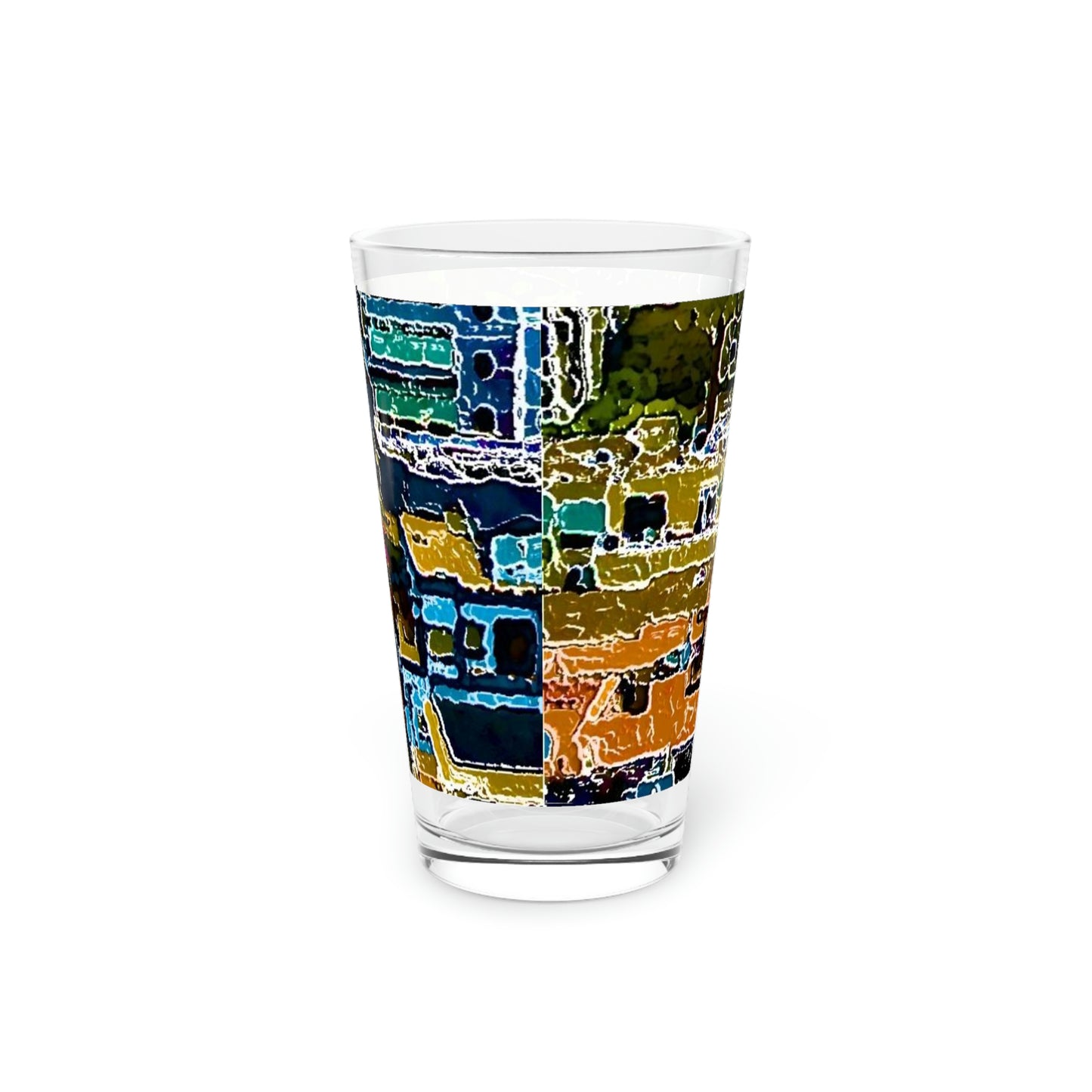 Pint Glass, 16oz ... A Crazy Street ... 'Eight Winding Curve-Switchbacks' ... "Lombard Street, San Francisco, CA' ... Family Archives: 1970's ... Original Works ...