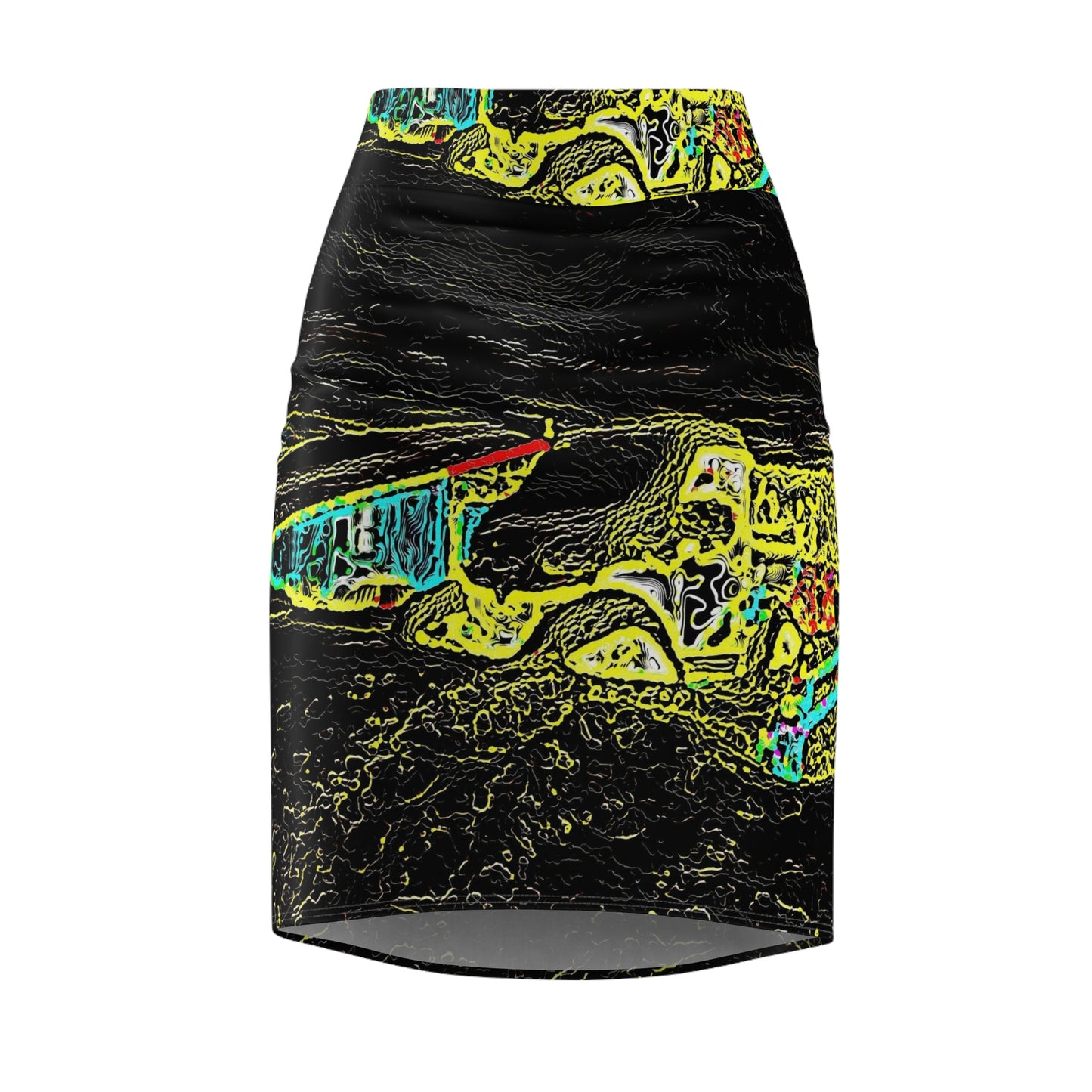 Women's Pencil Skirt (AOP) ... "Snow Vehicle In Snow Storm At-Rest" ... Circa 12Mar23 ... Central Idaho ... 18-Hours Rendering Time: Original Works ...