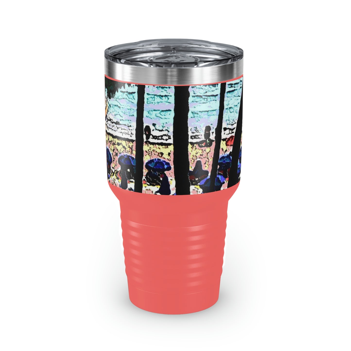 Ringneck Tumbler, 30oz ... "A Beautiful Beach Amongst The Palms" ... The Outrigger Waikiki, Honolulu, Oahu ... Original Works ...