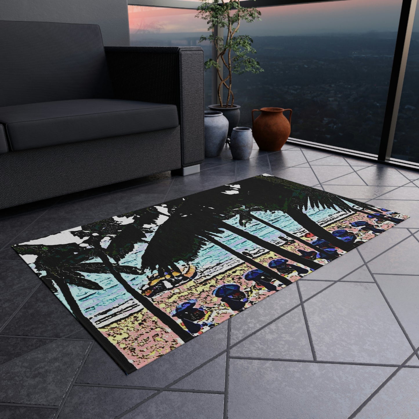 Outdoor Rug ... "A Beautiful Beach Amongst The Palms" ... The Outrigger Waikiki, Honolulu, Oahu ... Original Works ...