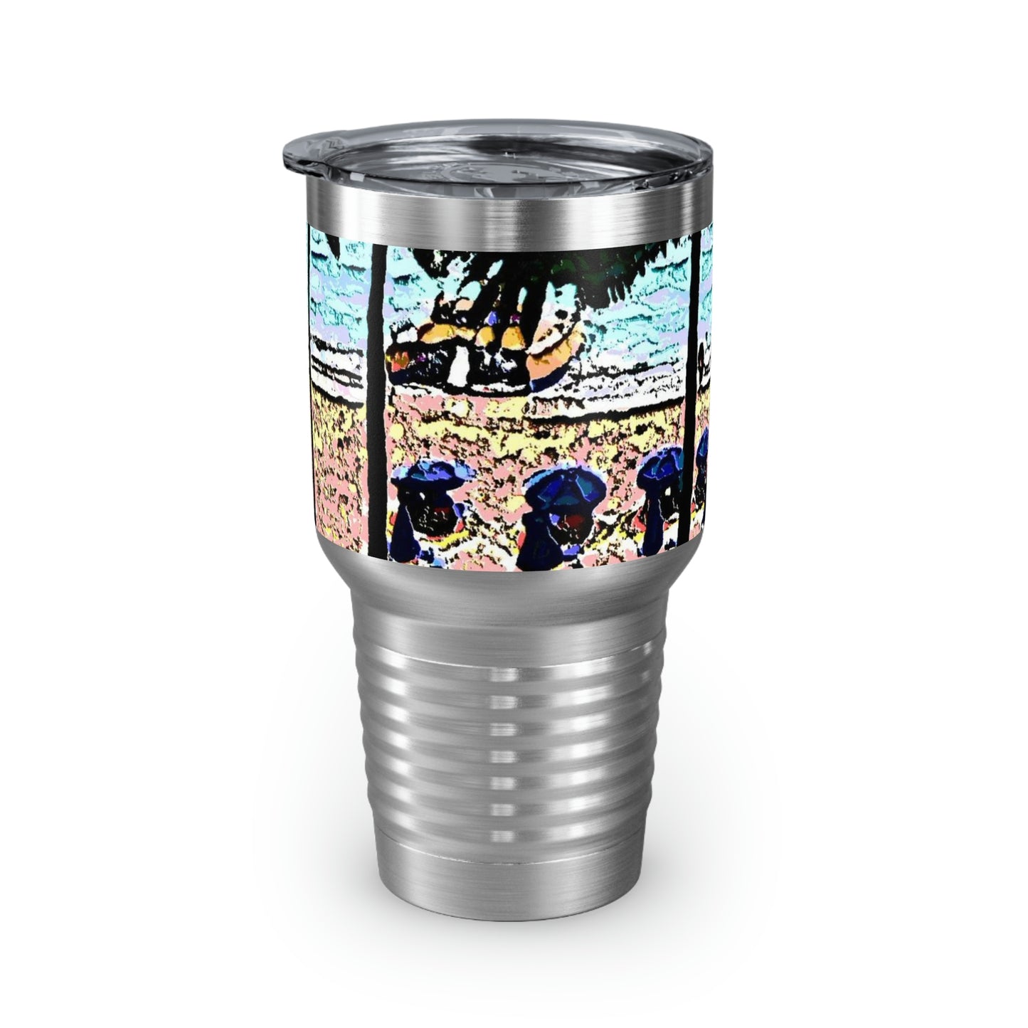 Ringneck Tumbler, 30oz ... "A Beautiful Beach Amongst The Palms" ... The Outrigger Waikiki, Honolulu, Oahu ... Original Works ...