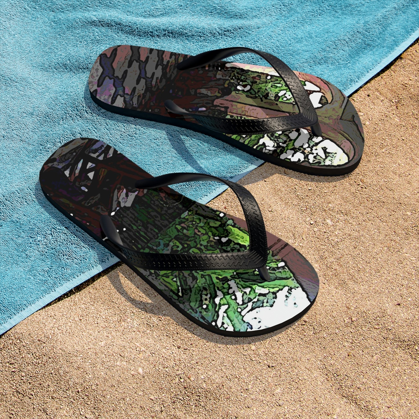 Unisex Flip-Flops ... Lanai & Rocking Chairs At: 'The Pink Palace' ... The Royal Hawai'ian ... Honolulu, HI ... '27Oct2014' ... Original Works ...