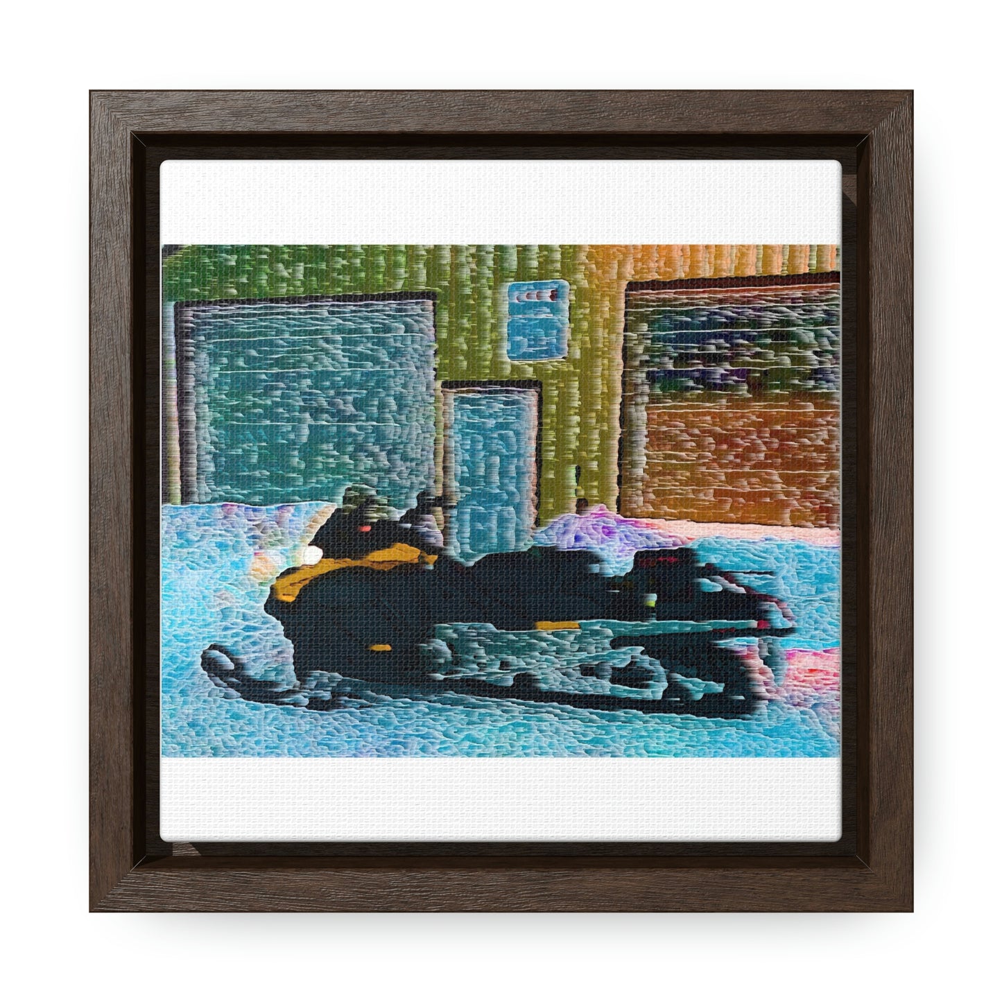 Gallery Canvas Wraps, Square Frame ... Snowmobile & Impressionalism ... 'Collecting Mail & Packages' .... Dixie, Idaho, USA ... Original Works: 10 Hours Rendering Time ...