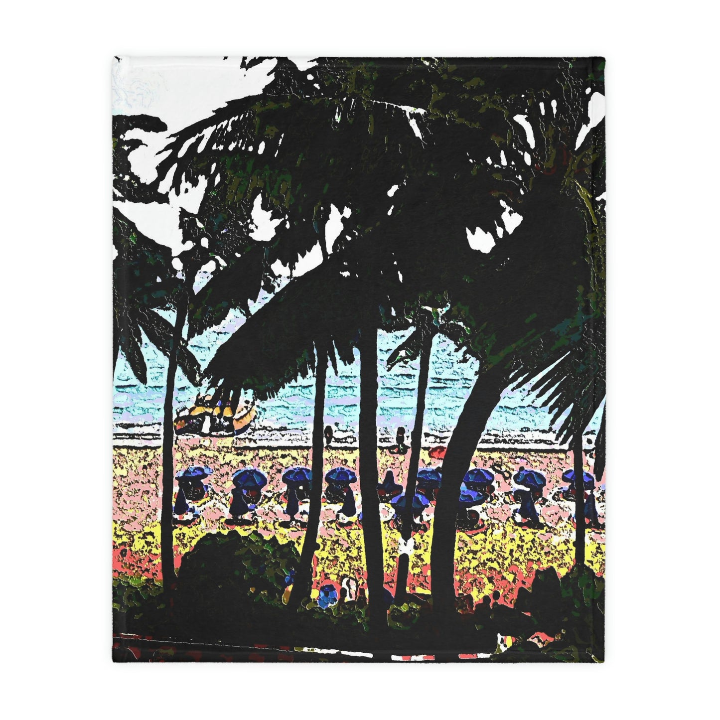 Velveteen Minky Blanket (Two-sided print) ... "A Beautiful Beach Amongst The Palms" ... The Outrigger Waikiki, Honolulu, Oahu ... Original Works ...