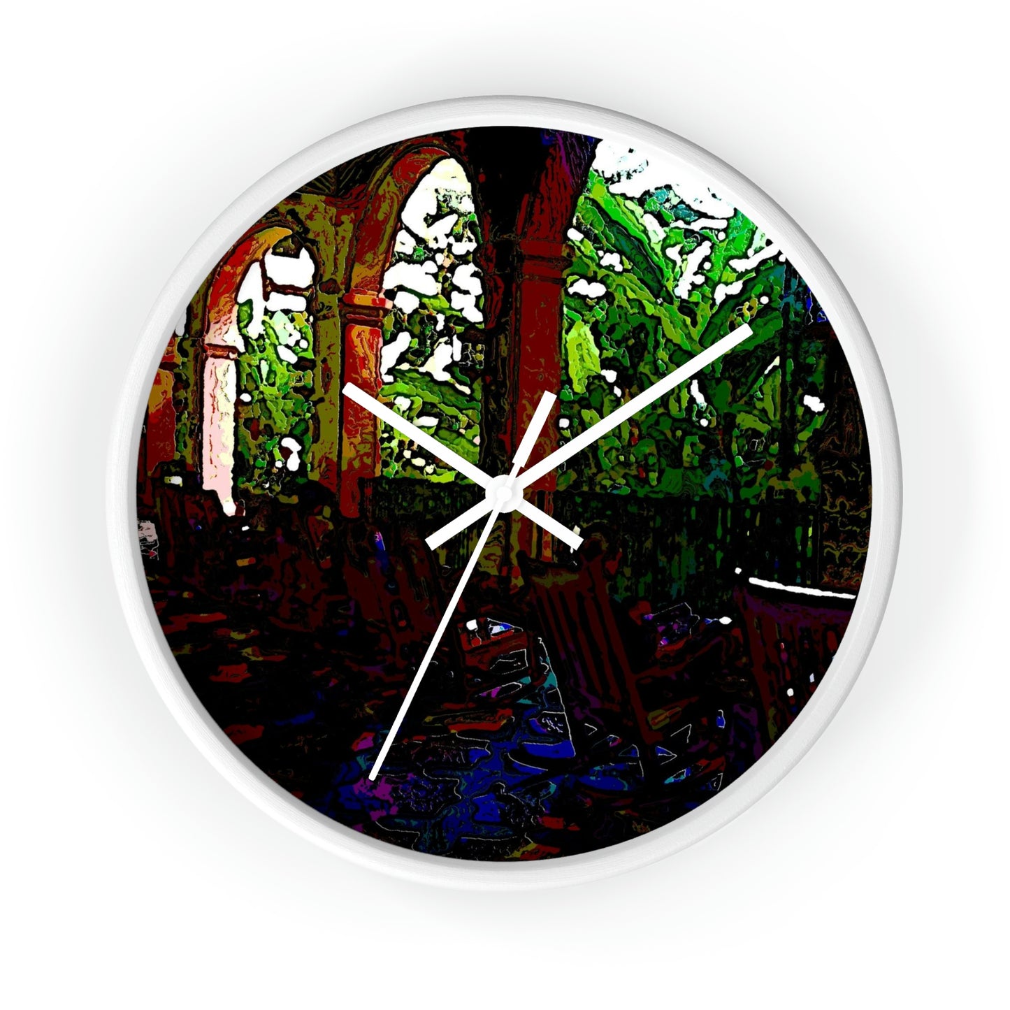 Wall clock ... Lanai & Rocking Chairs At: 'The Pink Palace' ... The Royal Hawai'ian ... Honolulu, HI ... '27Oct2014' ... Original Works ...