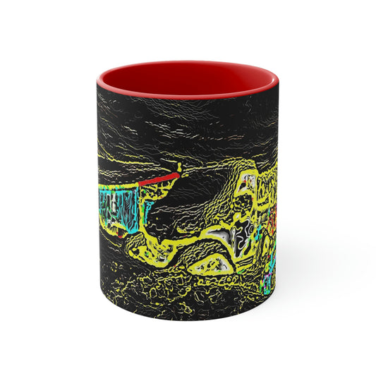 Accent Coffee Mug, 11oz ... "Snow Vehicle In Snow Storm At-Rest" ... Circa 12Mar23 ... Central Idaho ... 18-Hours Rendering Time: Original Works ...