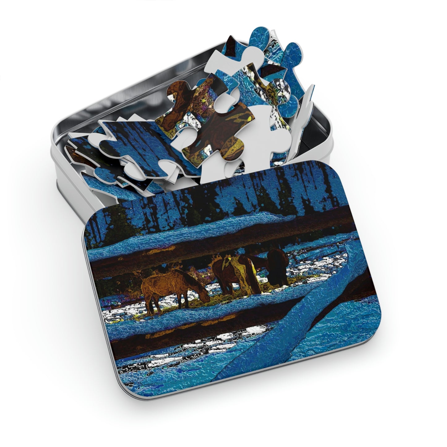 Jigsaw Puzzle (30, 110, 252, 500,1000-Piece) ... A Horse ... A Saddle ...  Foraging Through The Snow ...  An_Asses 'Cry' ... Central Idaho, November 2022 ...  Original Works ...