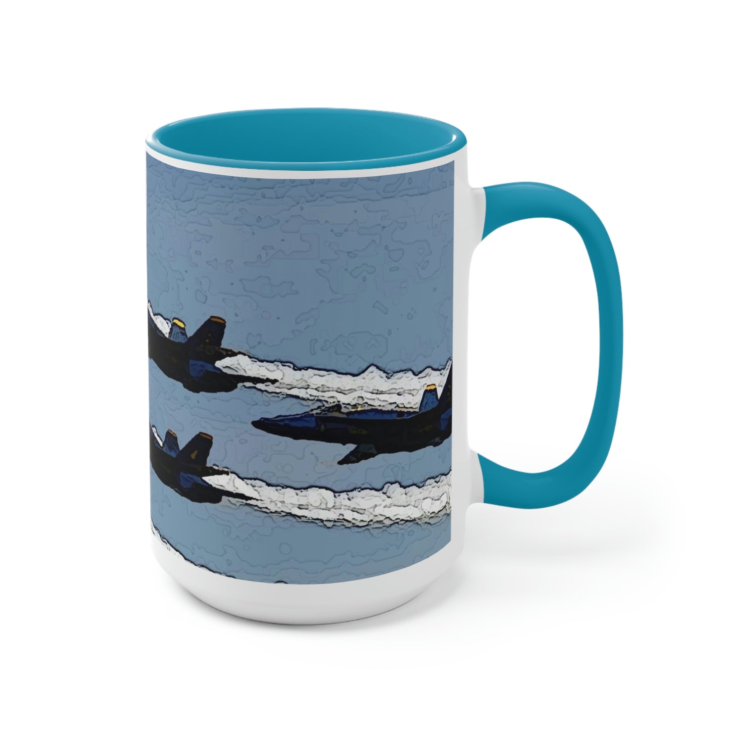 Two-Tone Coffee Mugs, 15oz ... Seattle Seafair ..."Blue Angels Run Over Lake Washington" ... Circa Mid 1980's ... Dr FJ Holt ... Original Works ...