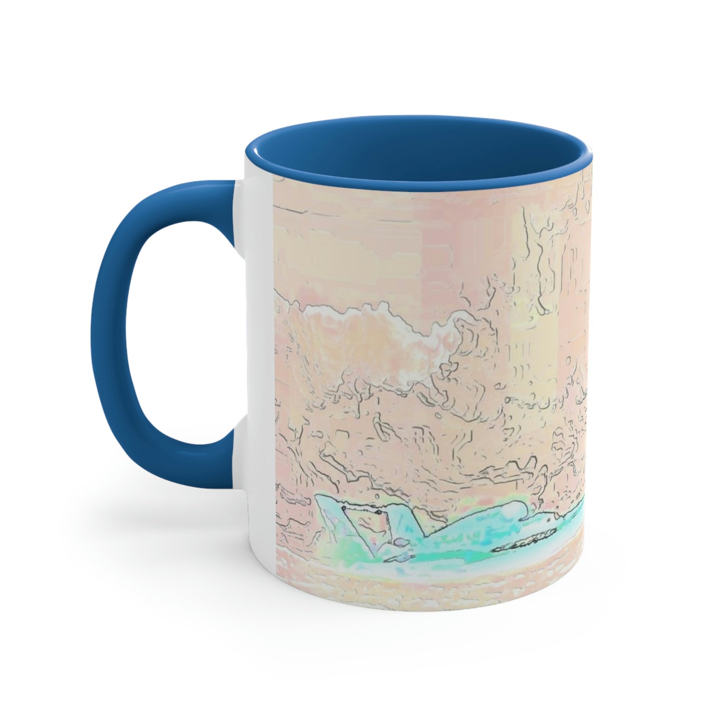 Accent Coffee Mug, 11oz ... Seattle Columbia Cup On Lake Washington ... "Dave Wilcox Heads For The Win" ... Associate Gift-Photo ... Original Works ...