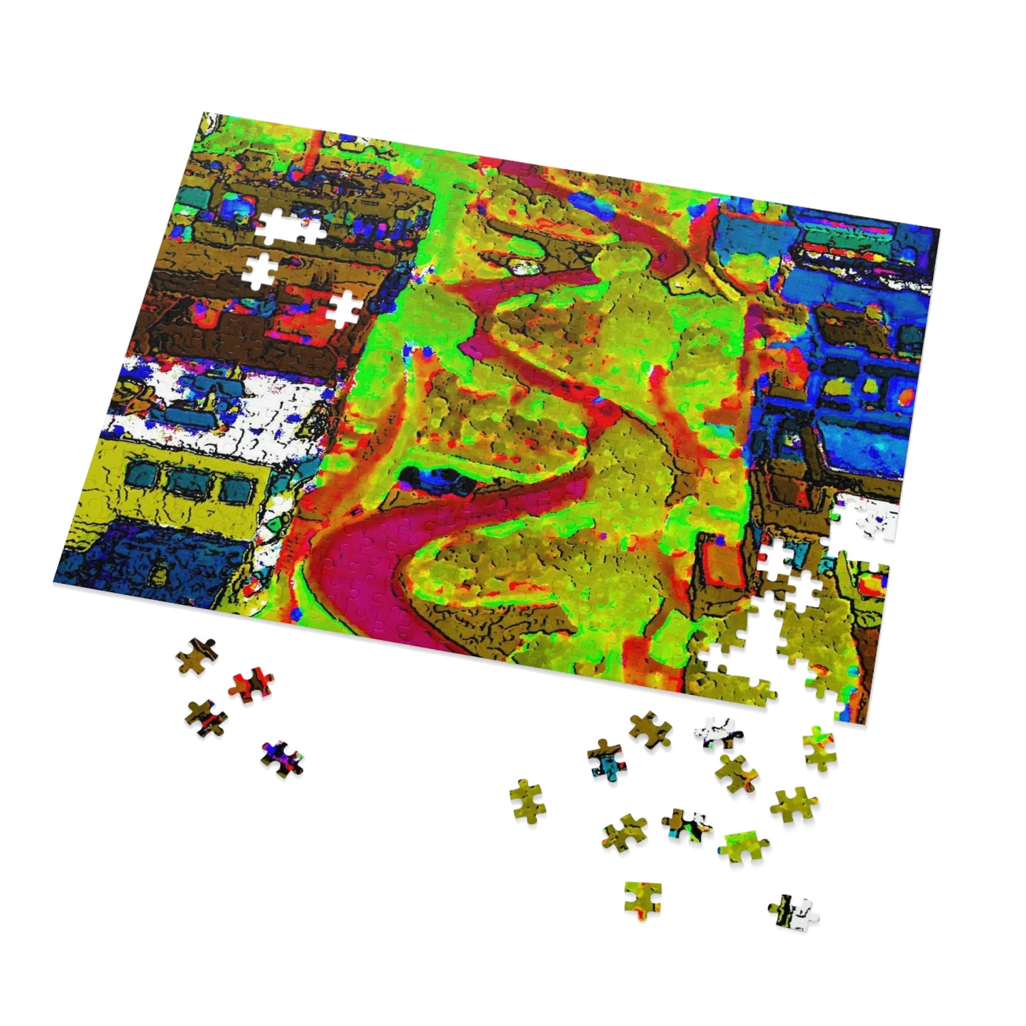 Jigsaw Puzzle (30, 110, 252, 500,1000-Piece) ... A Crazy Street ... 'Eight Winding Curve-Switchbacks' ... "Lombard Street, San Francisco, CA' ... Family Archives: 1970's ... Original Works ...