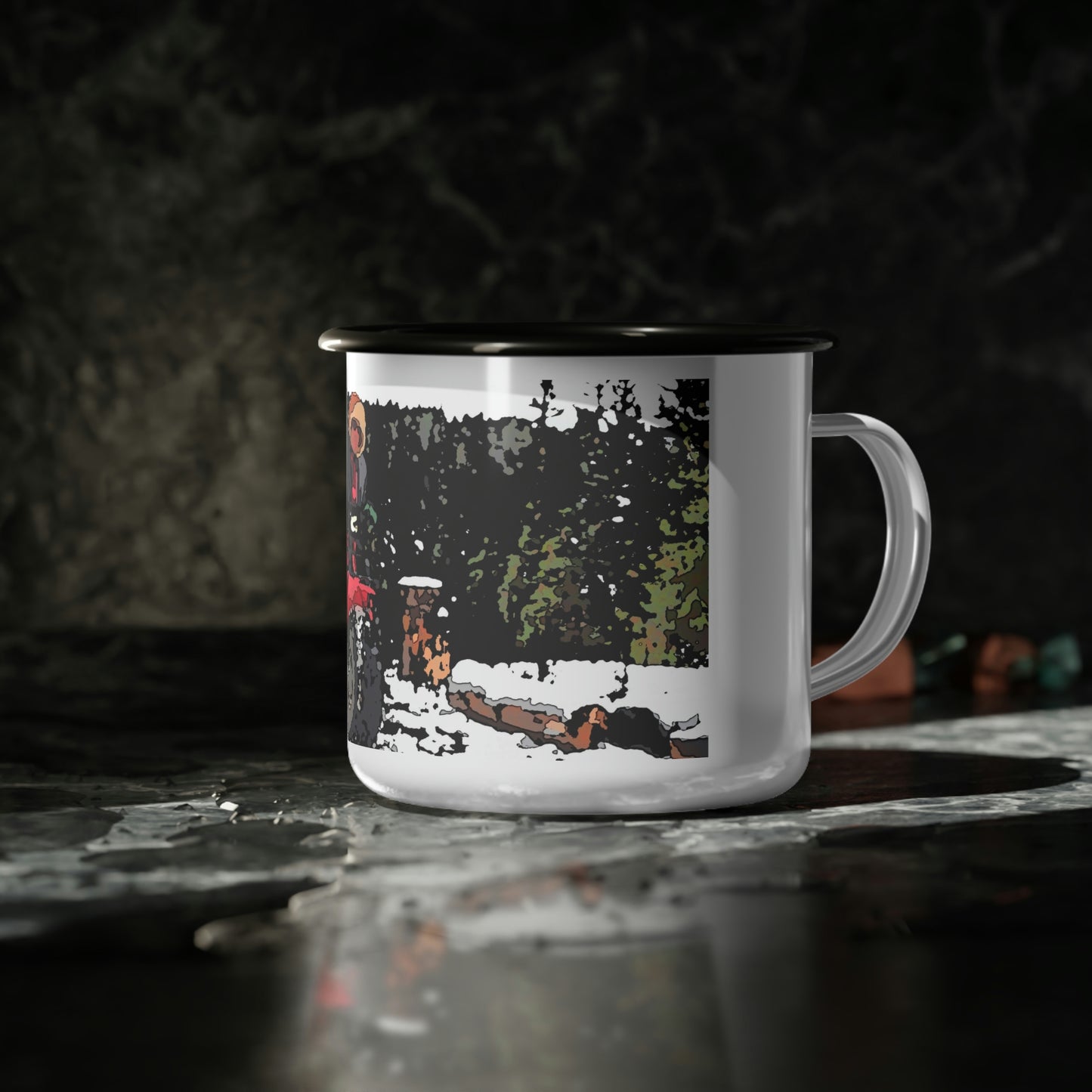 Enamel Camp Cup ... Snow ... Fractals ... Three-Wheeler-Speed ... & "Warmth-In-A-Mug!" ...