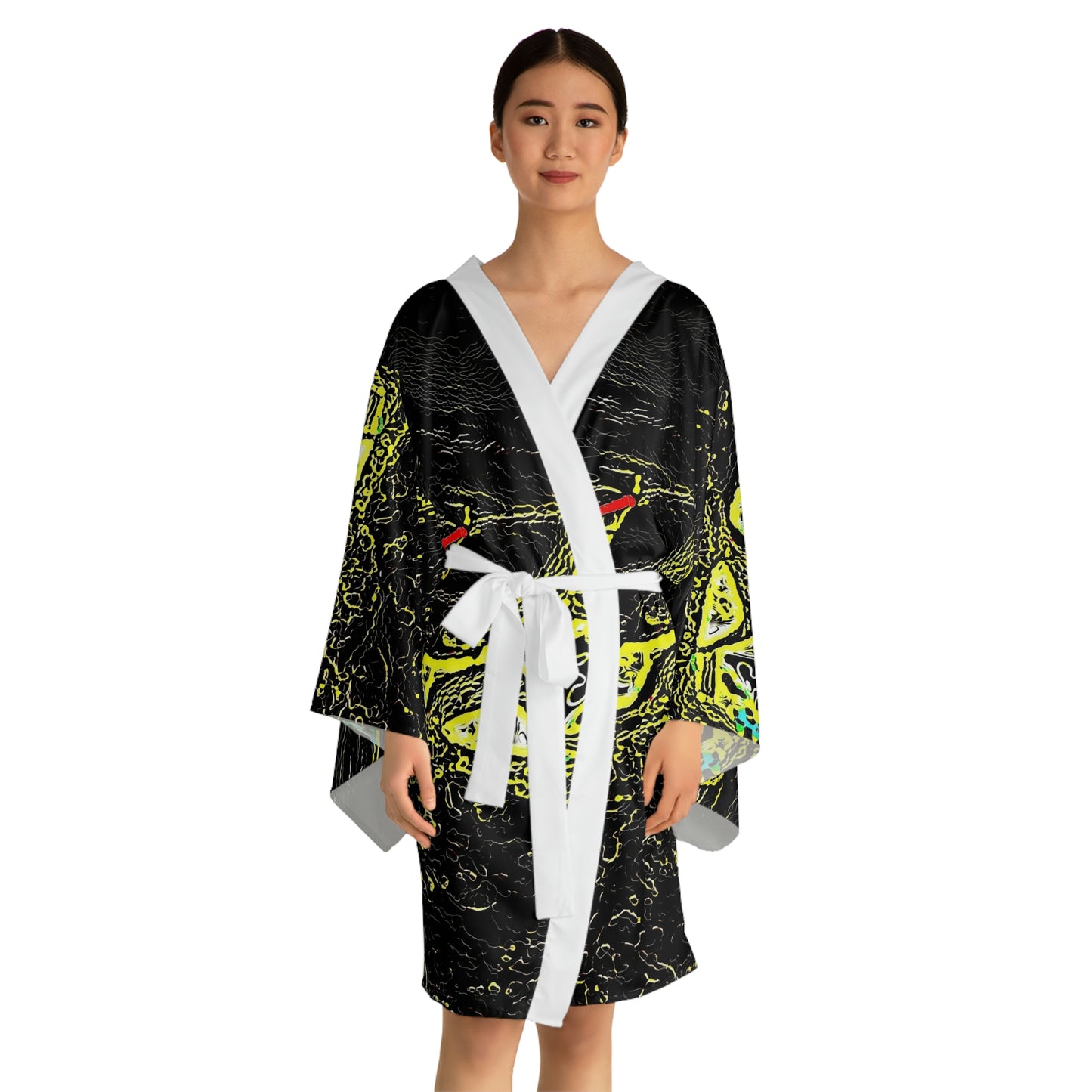 Long Sleeve Kimono Robe (AOP) ... "Snow Vehicle In Snow Storm At-Rest" ... Circa 12Mar23 ... Central Idaho ... 18-Hours Rendering Time: Original Works ...