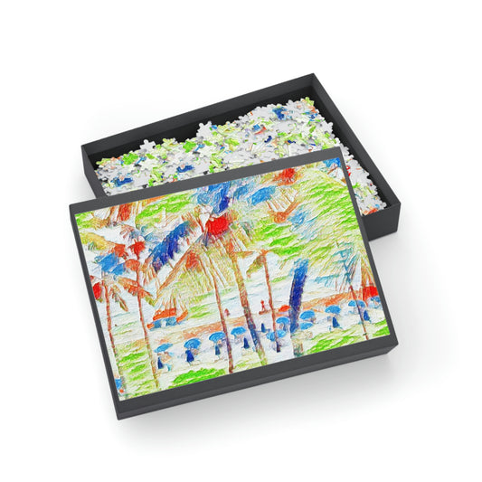 Puzzle (96, 252, 500, 1000-Piece) ... "The Royal Hawai'ian: Waikiki Beach_Beach" ... Honolulu, HI ... Ocotber 2014 (Halloween) ... Original Works ...