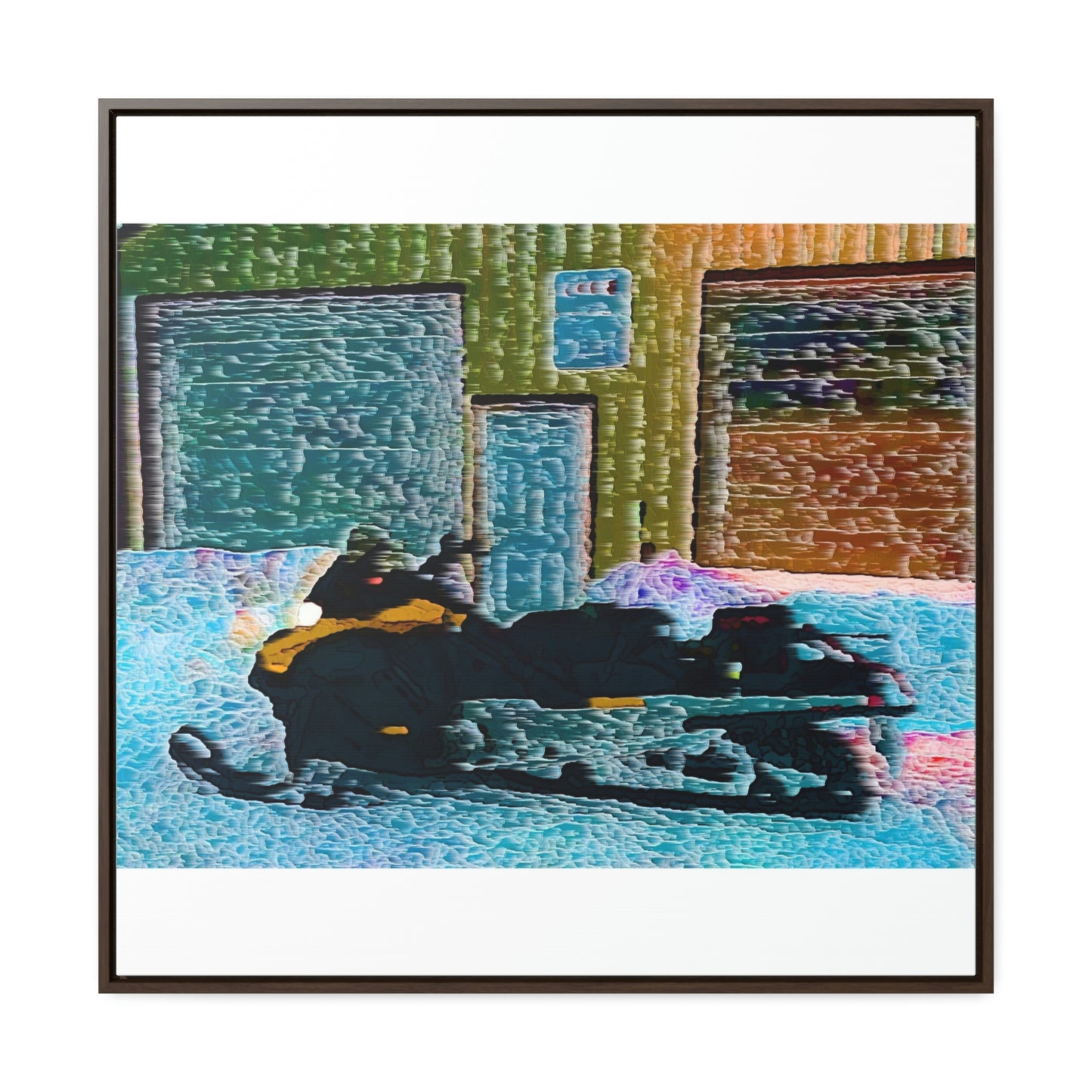 Gallery Canvas Wraps, Square Frame ... Snowmobile & Impressionalism ... 'Collecting Mail & Packages' .... Dixie, Idaho, USA ... Original Works: 10 Hours Rendering Time ...