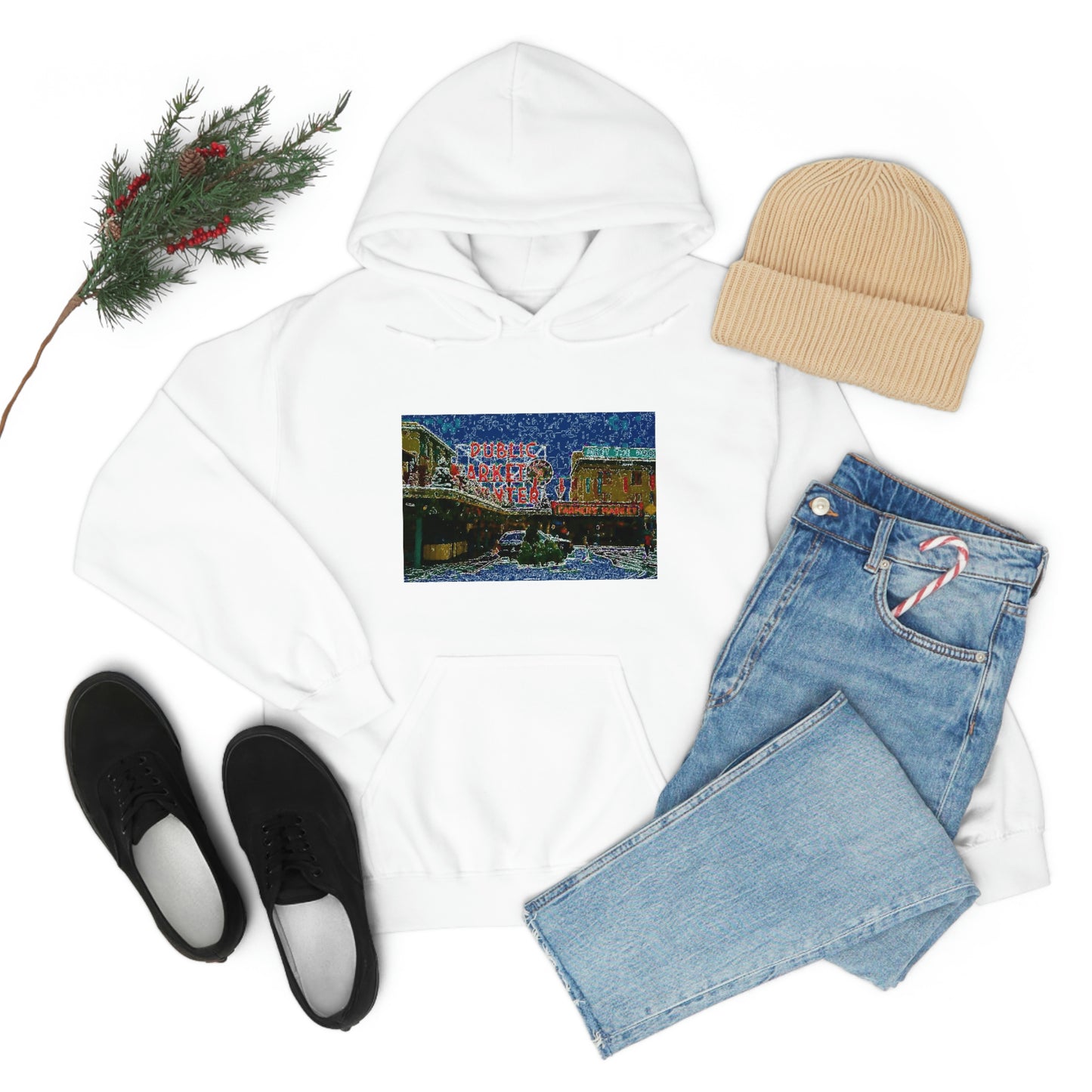 Unisex Heavy Blend™ Hooded Sweatshirt ... Pike Place Market: 'The Public Market', Seattle, Washington. Circa Fall 2013 ...
