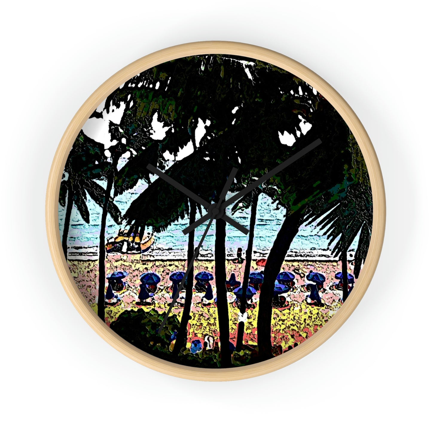 Wall Clock ... "A Beautiful Beach Amongst The Palms" ... The Outrigger Waikiki, Honolulu, Oahu ... Original Works ...