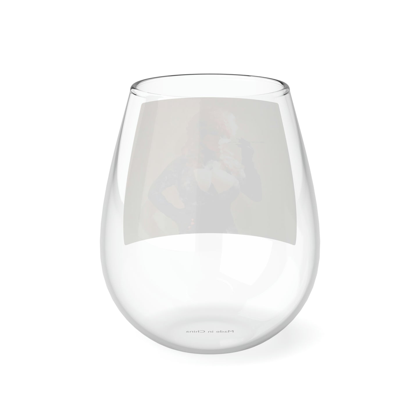 Stemless Wine Glass, 11.75oz ...  A Colleague Overseas ... 'Enjoying A Fag' ... Original Works ... "April Fools 2023" ... Hot-Tranny-Smoke ...