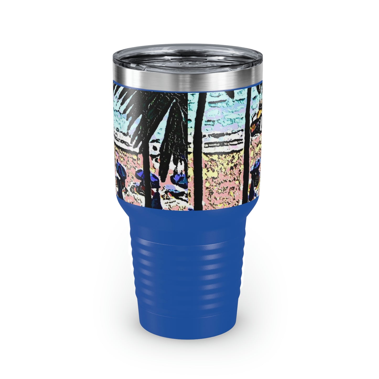 Ringneck Tumbler, 30oz ... "A Beautiful Beach Amongst The Palms" ... The Outrigger Waikiki, Honolulu, Oahu ... Original Works ...