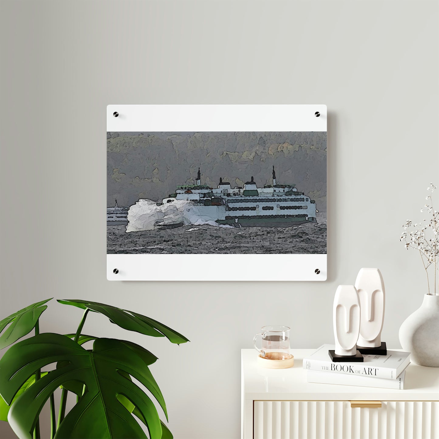 Acrylic Wall Art Panels ... WADOT Ferry Crossing ... "A Very Rough Day" ... Mulkiteo Route ... Family Archives ... Early 1990's' ... Original Works ...